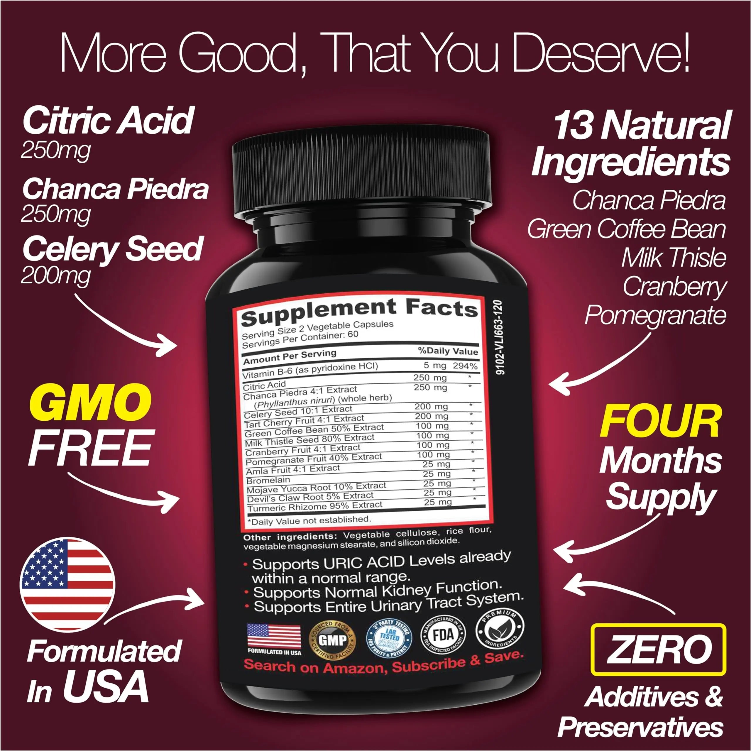 Saint Mingiano Uric Acid Flush for Gout Support -120 Capsules - Supports Kidney Cleanse Detox & Repair, Gallbladder & Urinary Tract Issues - Essential for Detox & Joint Support - Cranberry Extract Saint MingianoAu supplements