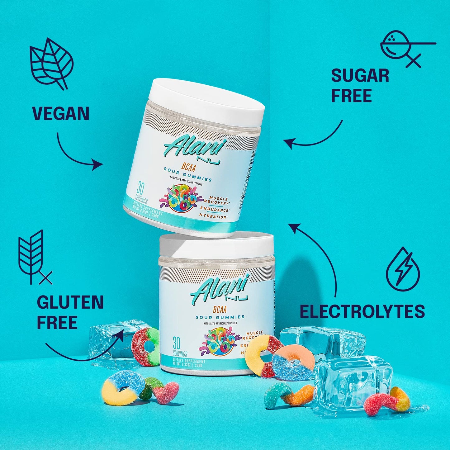 Alani Nu Breezeberry Pre Workout and BCAA Sour Gummies Post Workout Powder Bundle Alani NuUS supplements