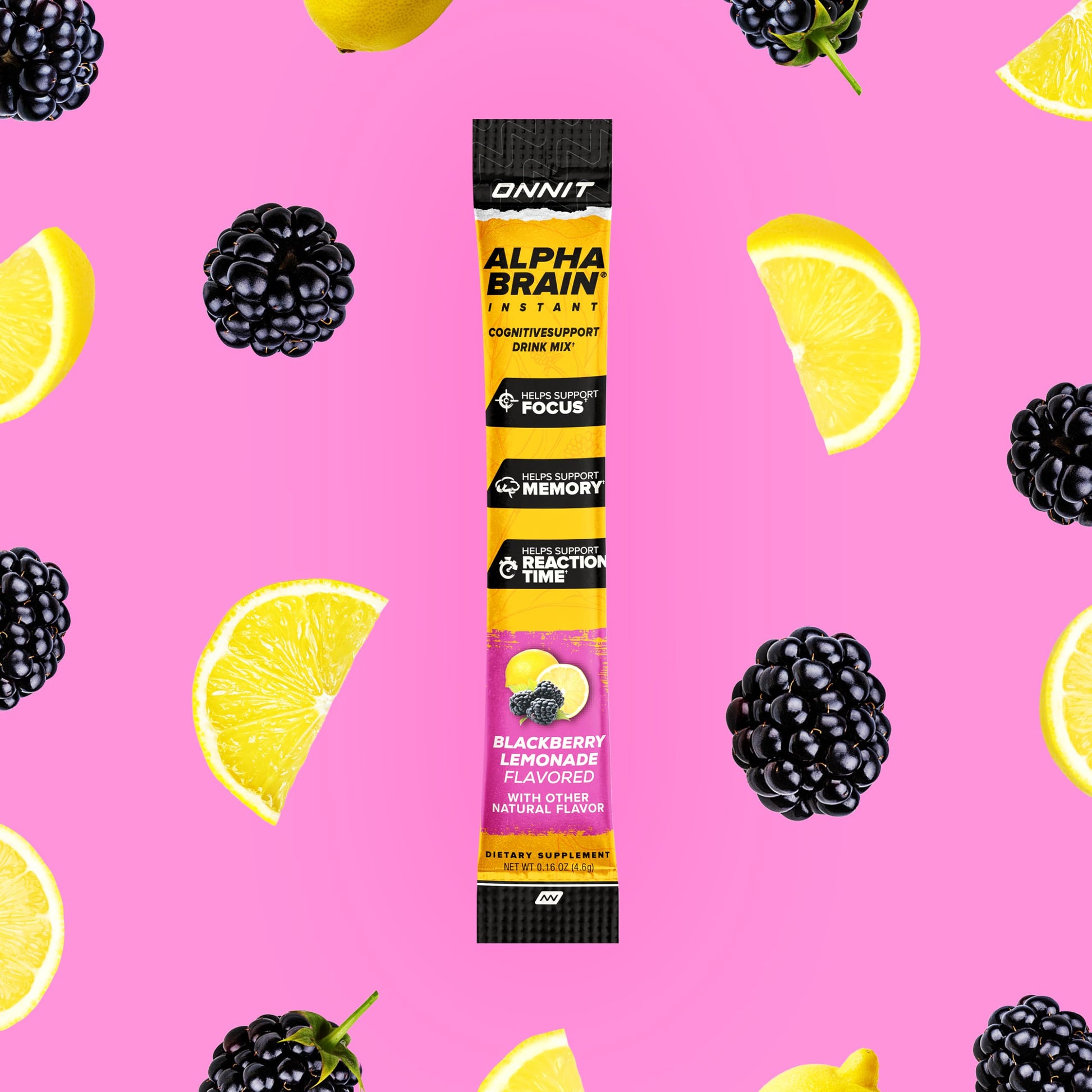 ONNIT Alpha Brain Instant Cognitive Support Drink Mix, BlackBerry Lemonade Flavor, Nootropic Supplement for Focus, Memory, and Clarity, 0.13 oz Packets, 30 Count ONNITAu supplements