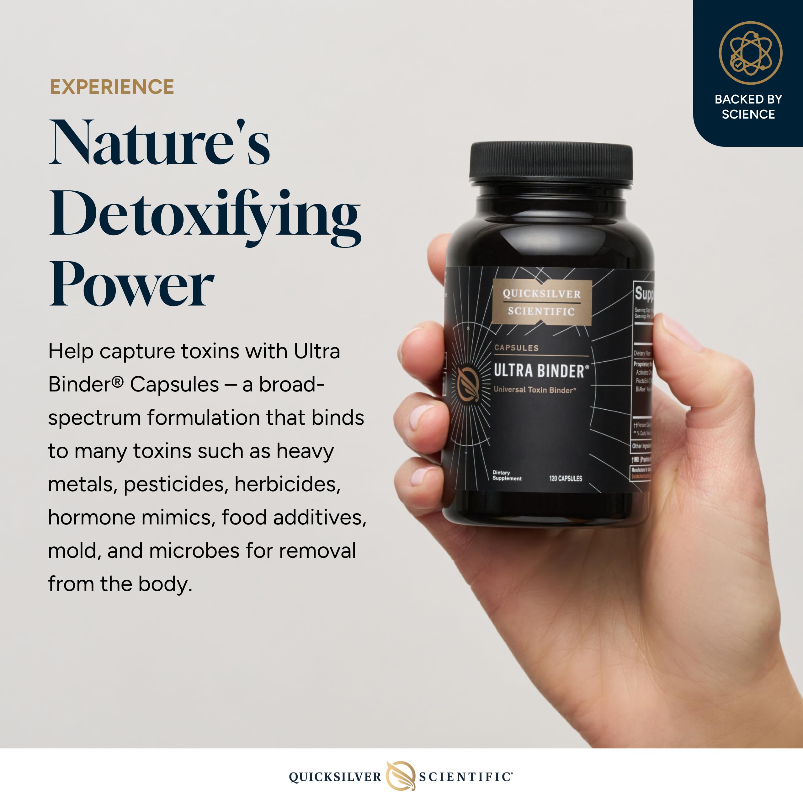 Quicksilver Scientific Ultra Binder - Multi Toxin Binder with Bentonite Clay Powder, Zeolite Detox & Charcoal - Supplement for Gut Support & The Body's Toxin Removal Process (120 Capsules) Quicksilver ScientificUS supplements