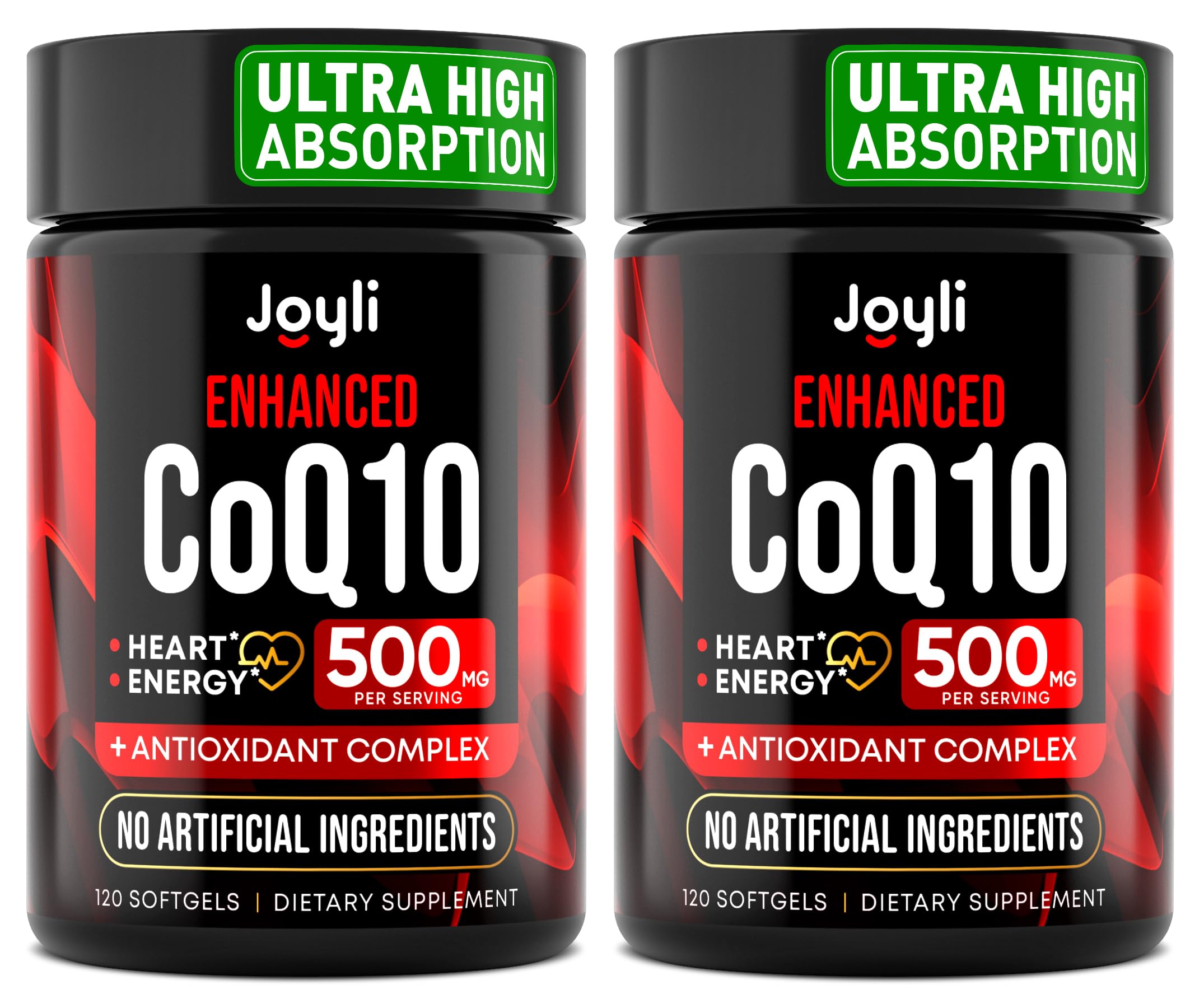 JOYLI Nutrition 2 Pack CoQ10 500mg - High Absorption Coenzyme Q10 Supplement - Co Q 10 for Energy & Vitality - Alternative to CoQ10 400mg & 300mg - 240 Softgels JOYLI NutritionUS supplements