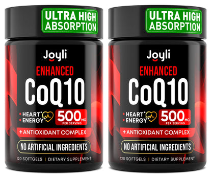 JOYLI Nutrition 2 Pack CoQ10 500mg - High Absorption Coenzyme Q10 Supplement - Co Q 10 for Energy & Vitality - Alternative to CoQ10 400mg & 300mg - 240 Softgels JOYLI NutritionUS supplements