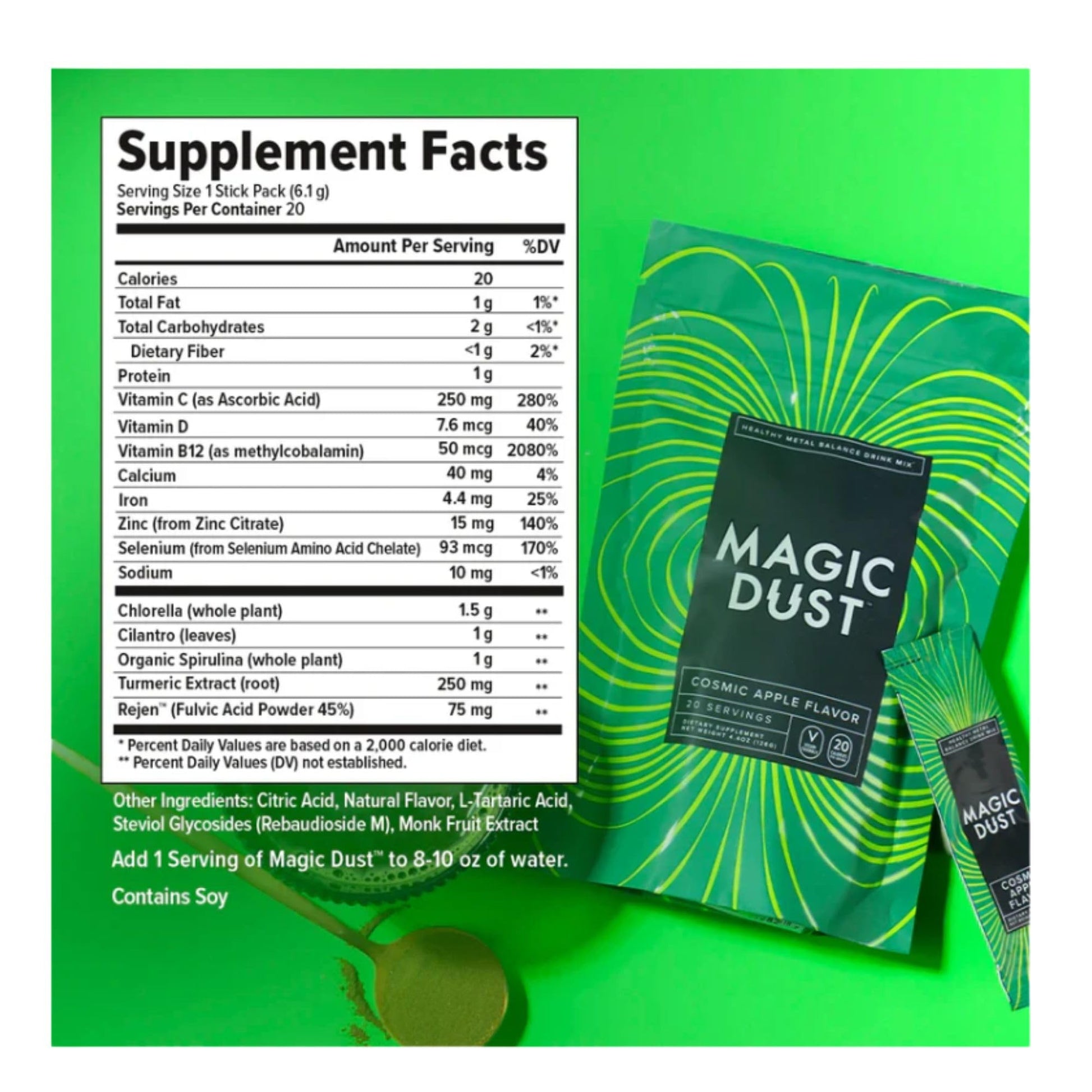 InnoSupps Magic Dust Super Greens Powder Drink Mix Packets with Chlorella Powder - Gut Health, Immune Support, & Energy Support - Vitamins & Mineral Supplement for Health, Cosmic Apple (20 Servings) InnoSuppsAu supplements