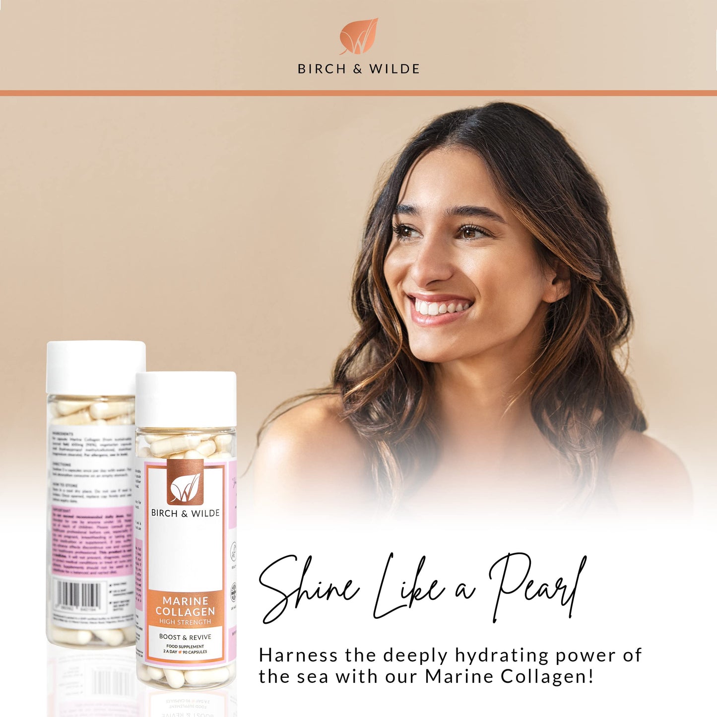 Marine Collagen Peptides Capsules - Hydrolyzed Collagen Supplements for Women & Men - High Strength Capsules Formula BIRCH & WILDEUS supplements
