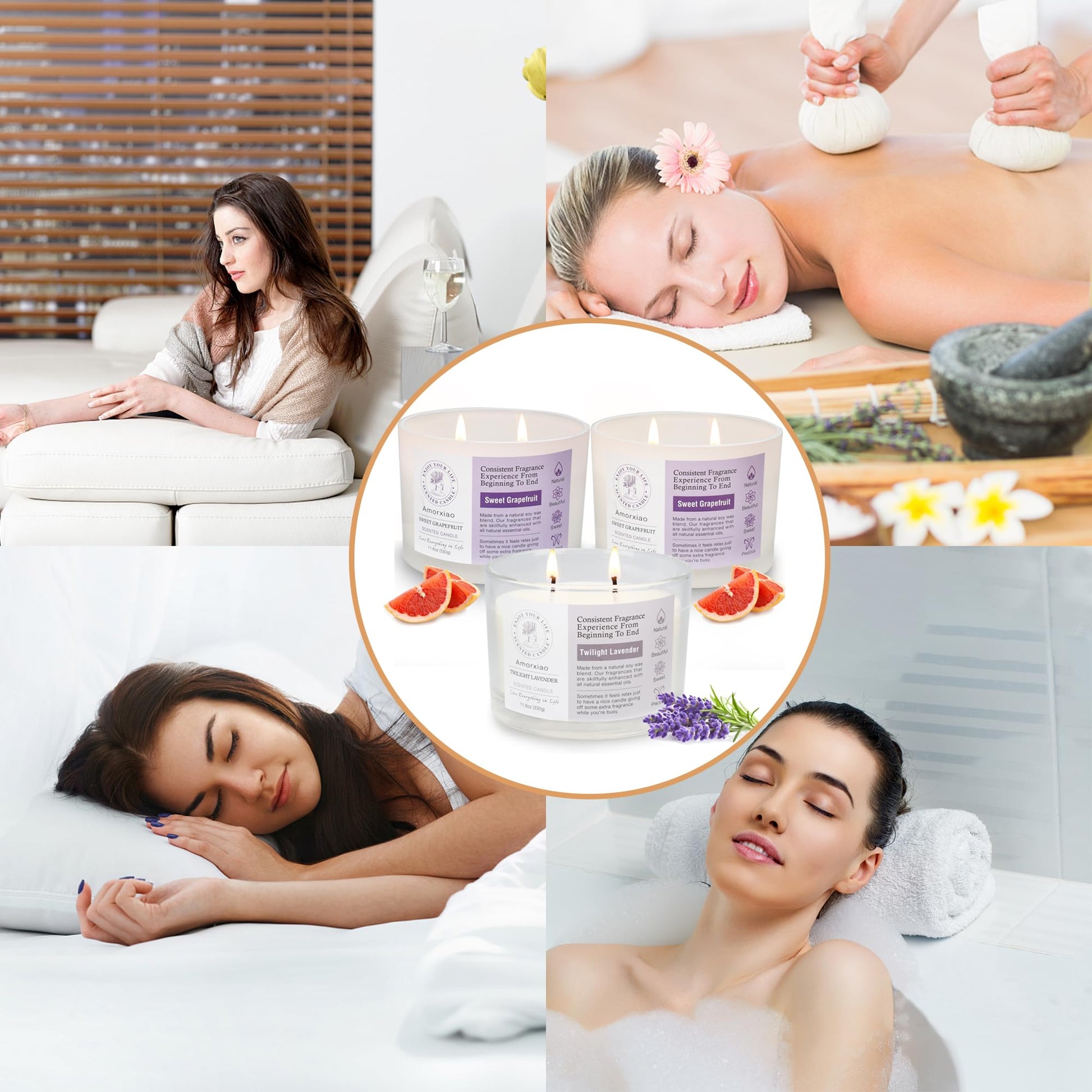 3 Pack Candles for Home Scented, 34.8 oz 240 Hour Long Lasting Candles Set, Grapefruit &Lavender ROSIANSAu supplements