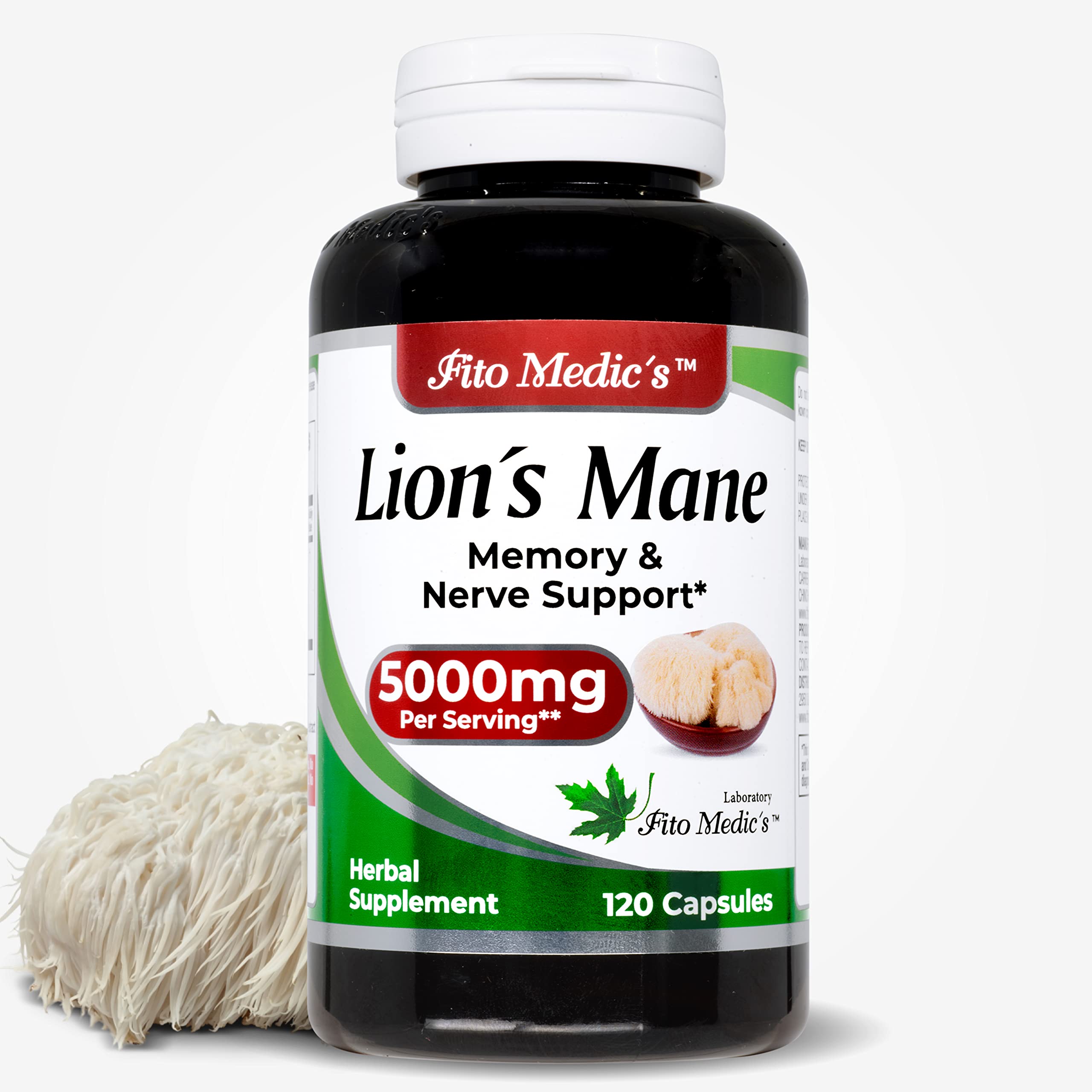 Lab | Lions Mane | 5000 mg per Serving | 120 Capsules | lions mane supplement | lions mane FITO MEDIC'SAu supplements