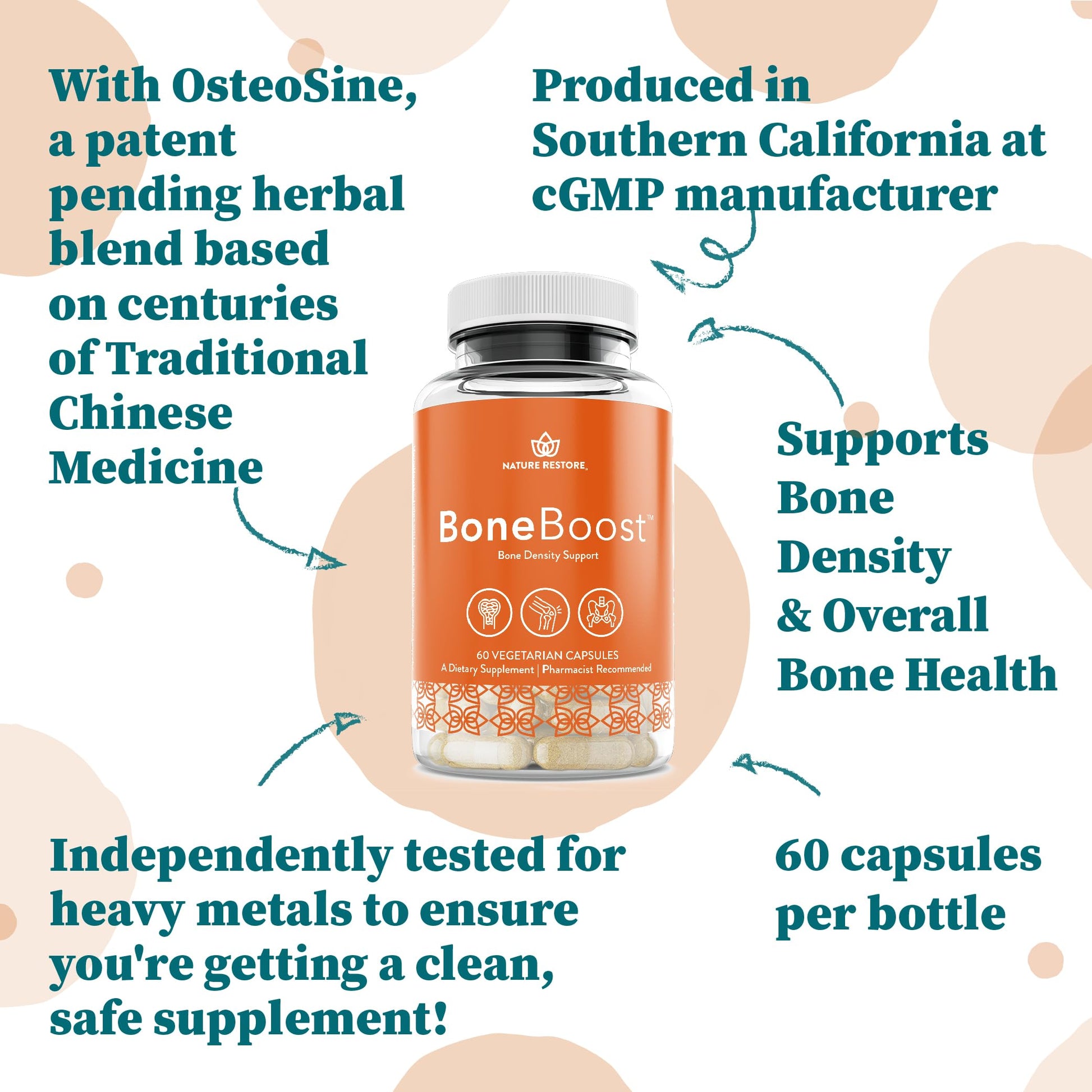 Nature Restore BoneBoost, Natural Bone Health Supplement, 60 Capsules, Manufactured in USA, Non GMO, Gluten Free Nature RestoreAu supplements