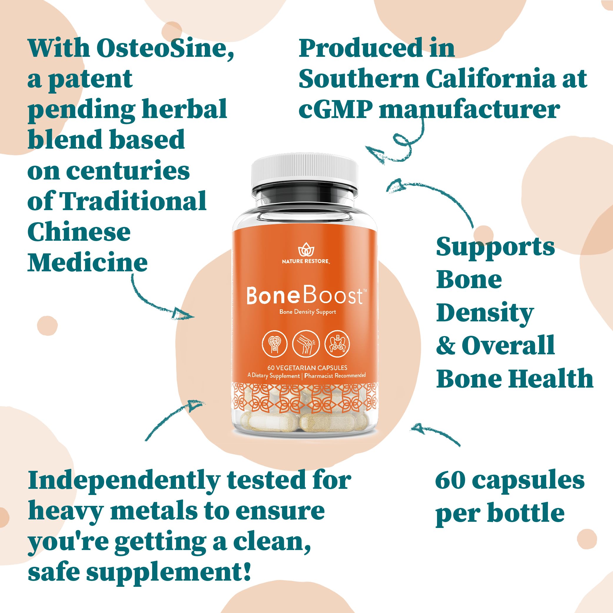 Nature Restore BoneBoost, Natural Bone Health Supplement, 60 Capsules, Manufactured in USA, Non GMO, Gluten Free Nature RestoreAu supplements