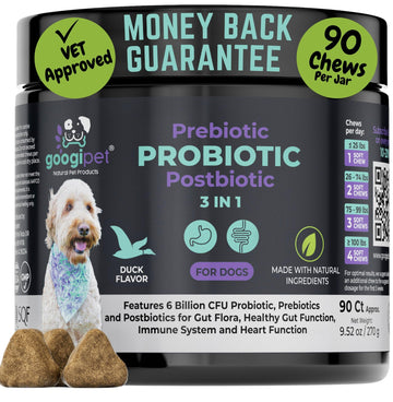 Googipet Probiotics for Dogs Digestive Health - Prebiotics and Probiotics Chews for Dog Yeast Infection Treatment + Digestive Enzymes - Dog Probiotics for Itchy Skin & Ears w/Papaya, Pumpkin, & Fiber GOOGIPET NATURAL PET PRODUCTSAu supplements
