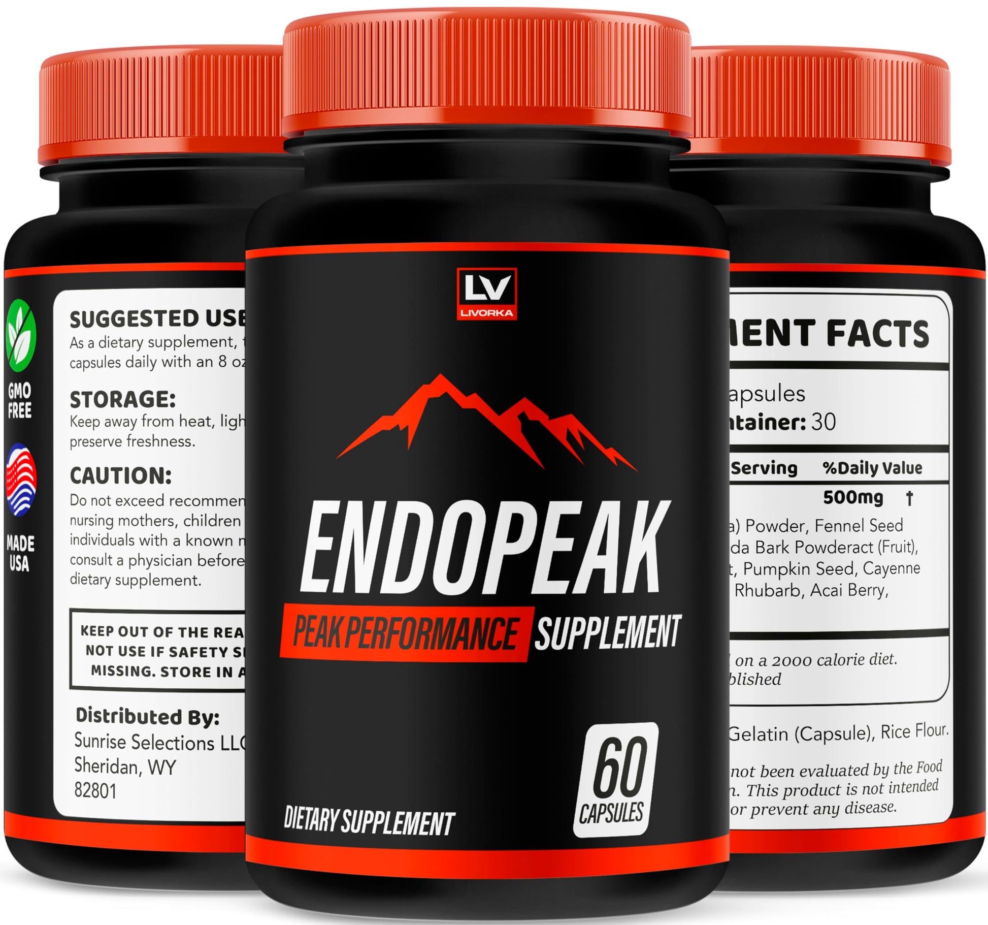 (5 Pack) Endopeak Capsules, Official Advanced Formula, 300 Capsules for 5 Months LIVORKAAu supplements