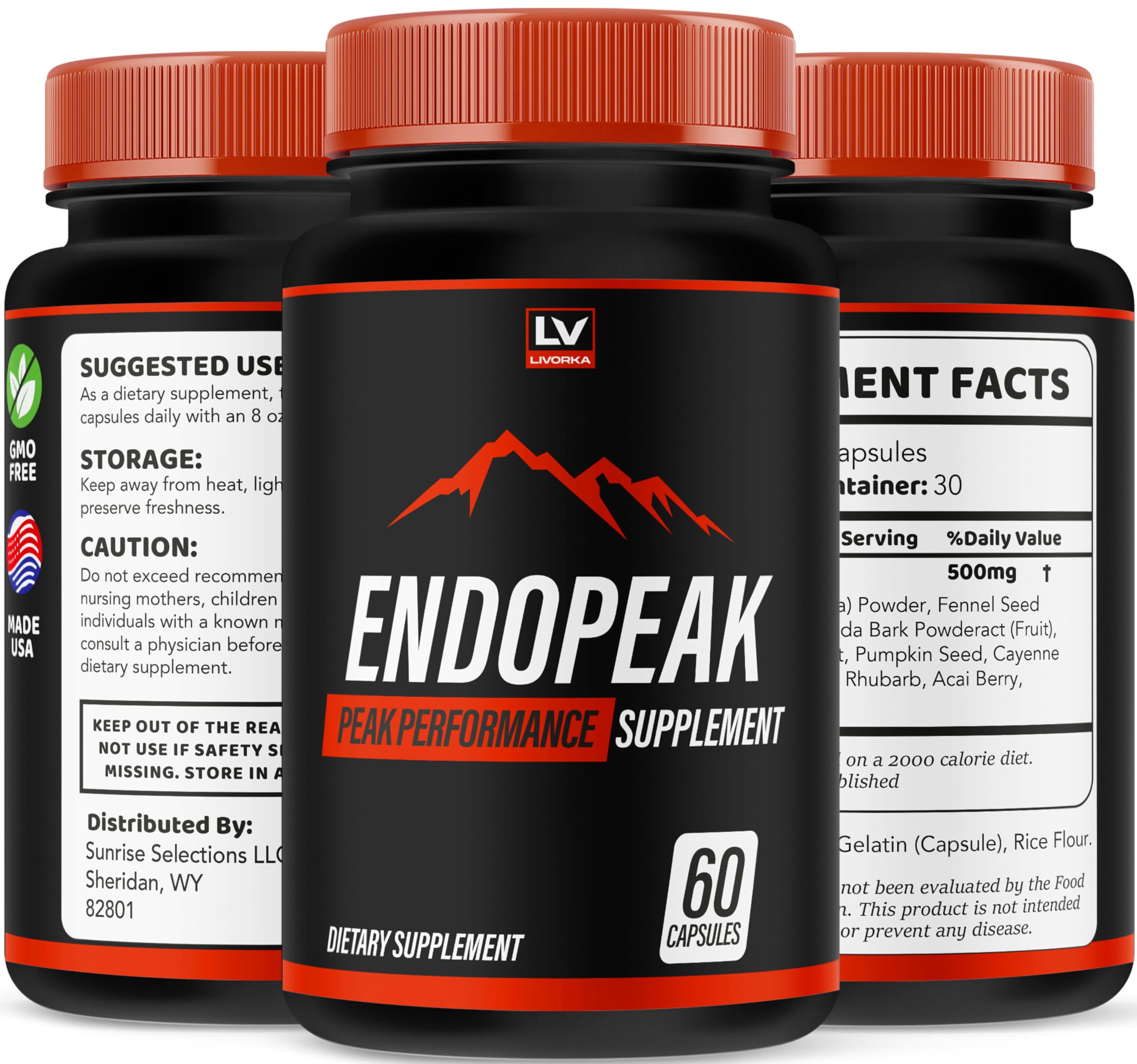 (5 Pack) Endopeak Capsules, Official Advanced Formula, 300 Capsules for 5 Months LIVORKAAu supplements