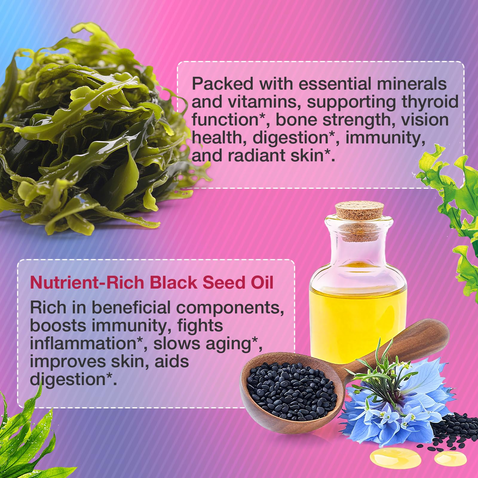 MSLOTAL Irish Sea Moss Gummies with Black Seed Oil, Ashwagandha Bladderwrack and Burdock Root, Organic Sea Moss Gummies for Women and Men with Shilajit, Immune Support, Vegan, 120 Gummies Totalss MSLOTALAu supplements