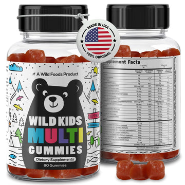 Wild Foods Kids Multivitamin Gummies – Natural Skin, Immune & Bones Support with Kids Vitamins A, C, D, E, B12, Iron & DHA Wild FoodsAu supplements