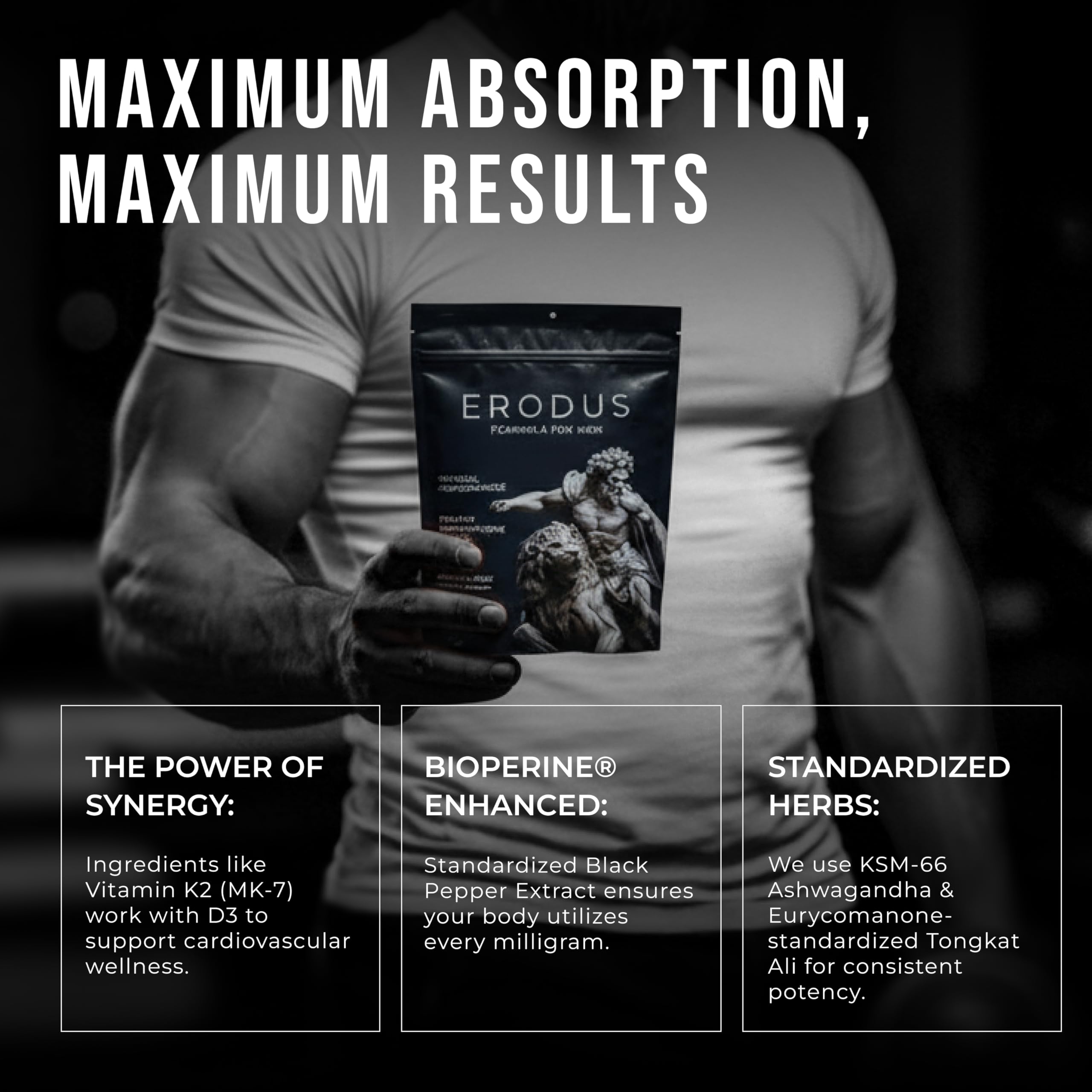 ERODUS Formula for Men - Advanced Testosterone Support Powder - Energy & Gym Supplement for Men - Supports Healthy Testosterone Levels & Physical Performance - with Ashwagandha (30 Day Supply) ERODUSAu supplements