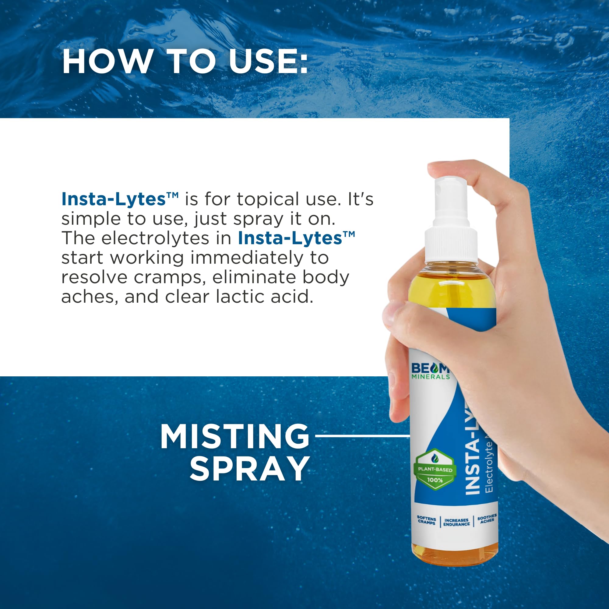 BEAM MINERALS Insta-Lytes | How to Stop Leg Cramps Immediately Electrolyte Misting Spray | Fulvic Acid Trace Minerals | Fast Micronutrients Supplements | 2 fl Oz BEAM MINERALSAu supplements
