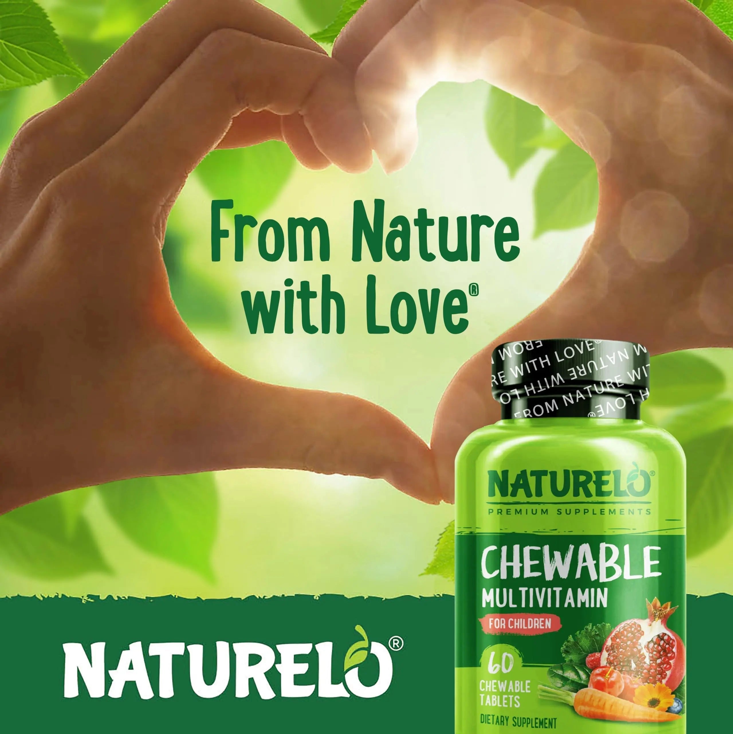 NATURELO Chewable Vitamin for Kids Multivitamin with Whole Food Organic Fruit Blend - 60 Tablets for Children NATURELOAu supplements
