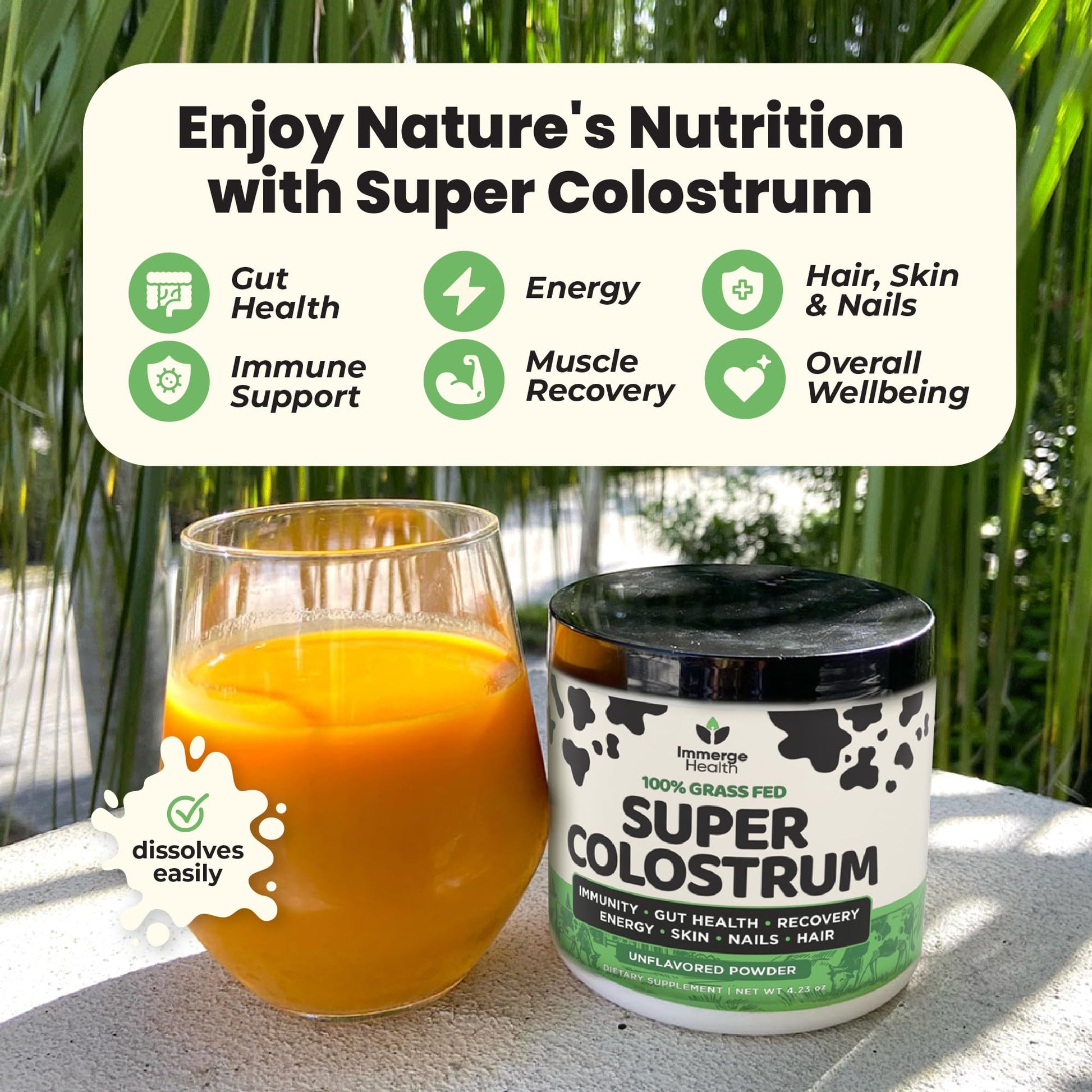 Immerge Health Super Colostrum Powder (60 Servings) – Premium Bovine Colostrum Supplement for Gut Health, Bloating & Immune Support – High IgG, 100% Grass Fed First Milking, Unflavored, Made in USA ImmergeHealth.comAu supplements