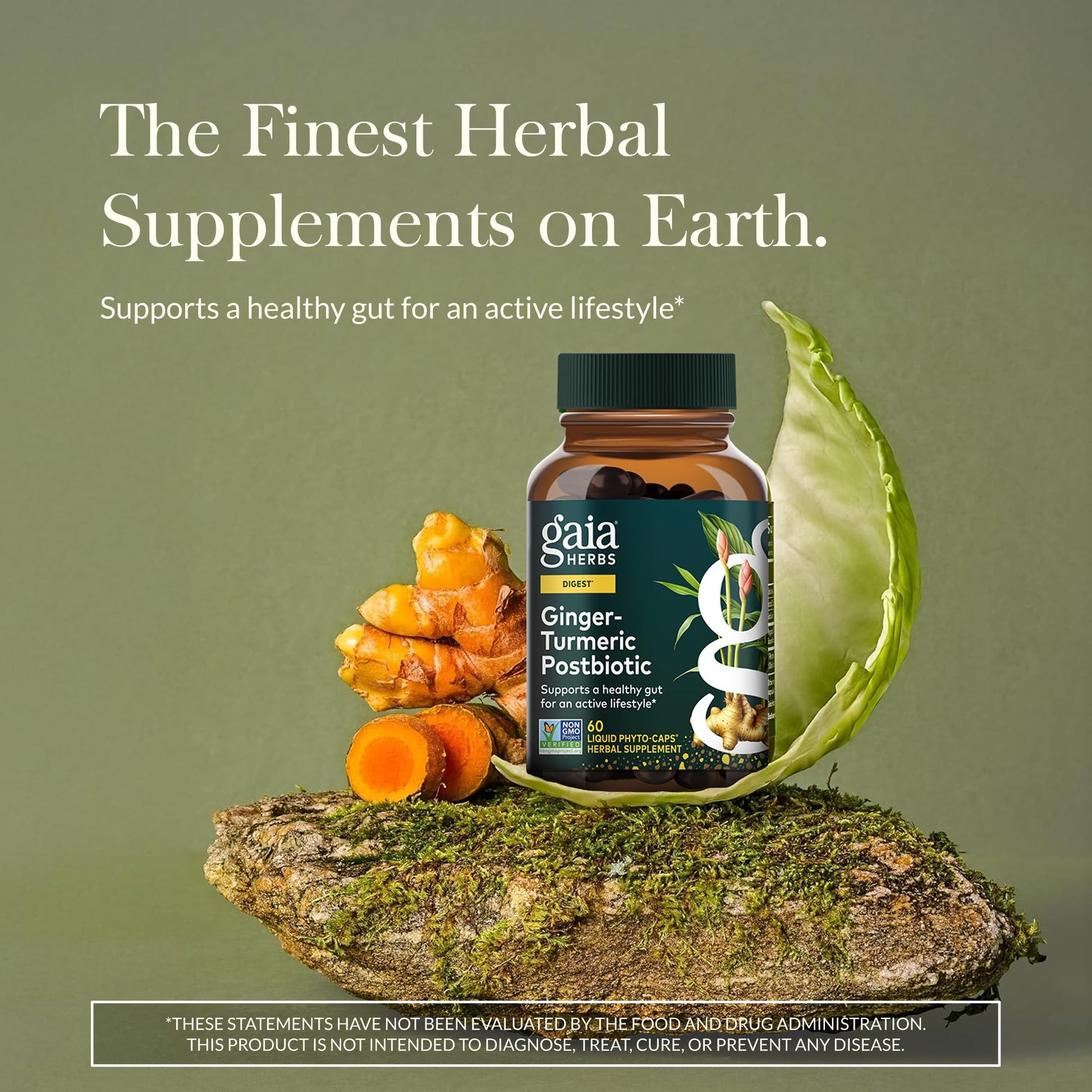 Gaia Herbs Ginger-Turmeric Postbiotic - Healthy Gut Support* - 60 Vegan Liquid Phyto-Caps (30 Servings) Gaia HerbsAu supplements