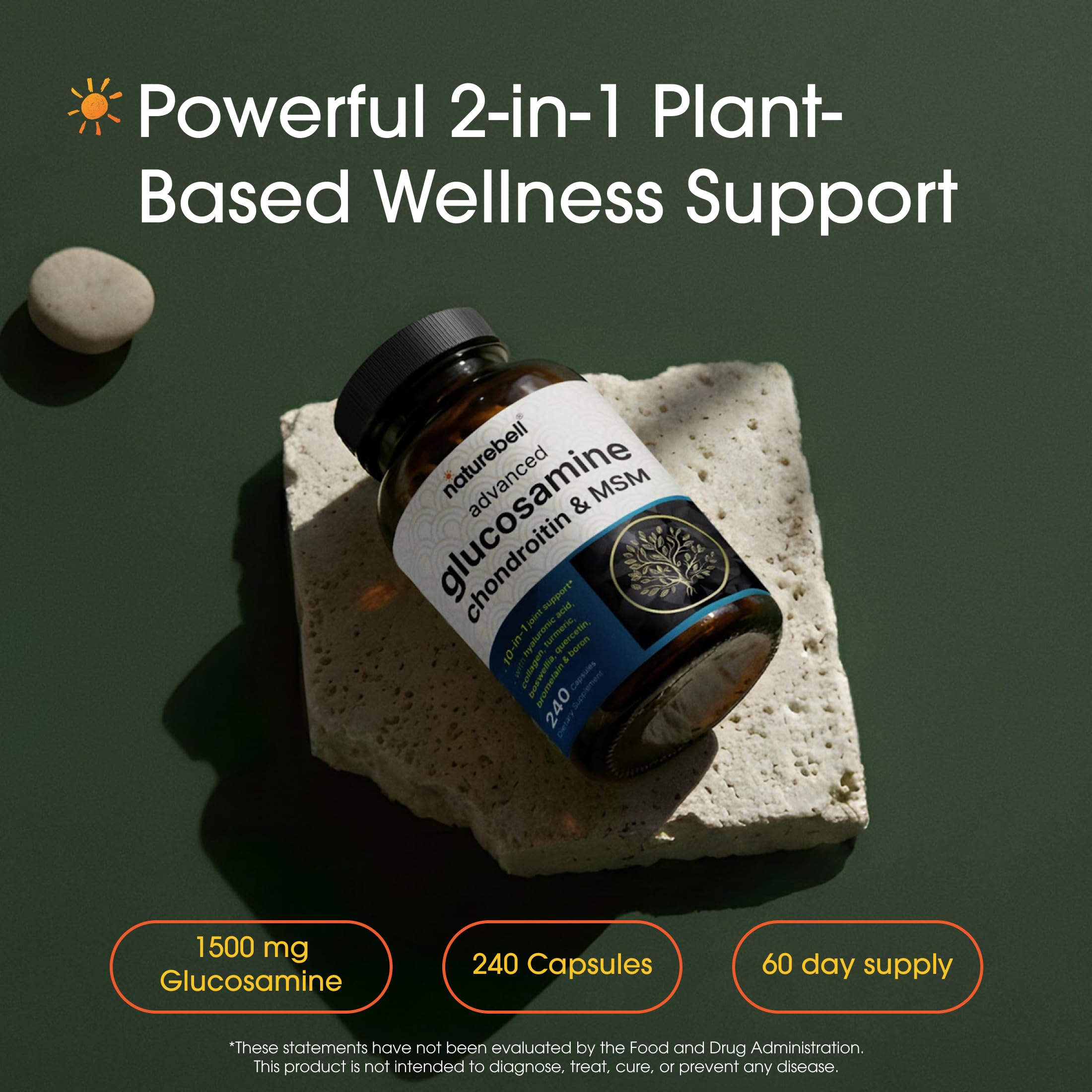 NatureBell Advanced Glucosamine Chondroitin & MSM - 240 Capsules - 10-in-1 Joint Support Complex* - Includes Hyaluronic Acid, Turmeric, Glucosamine, Collagen & More NatureBellAu supplements