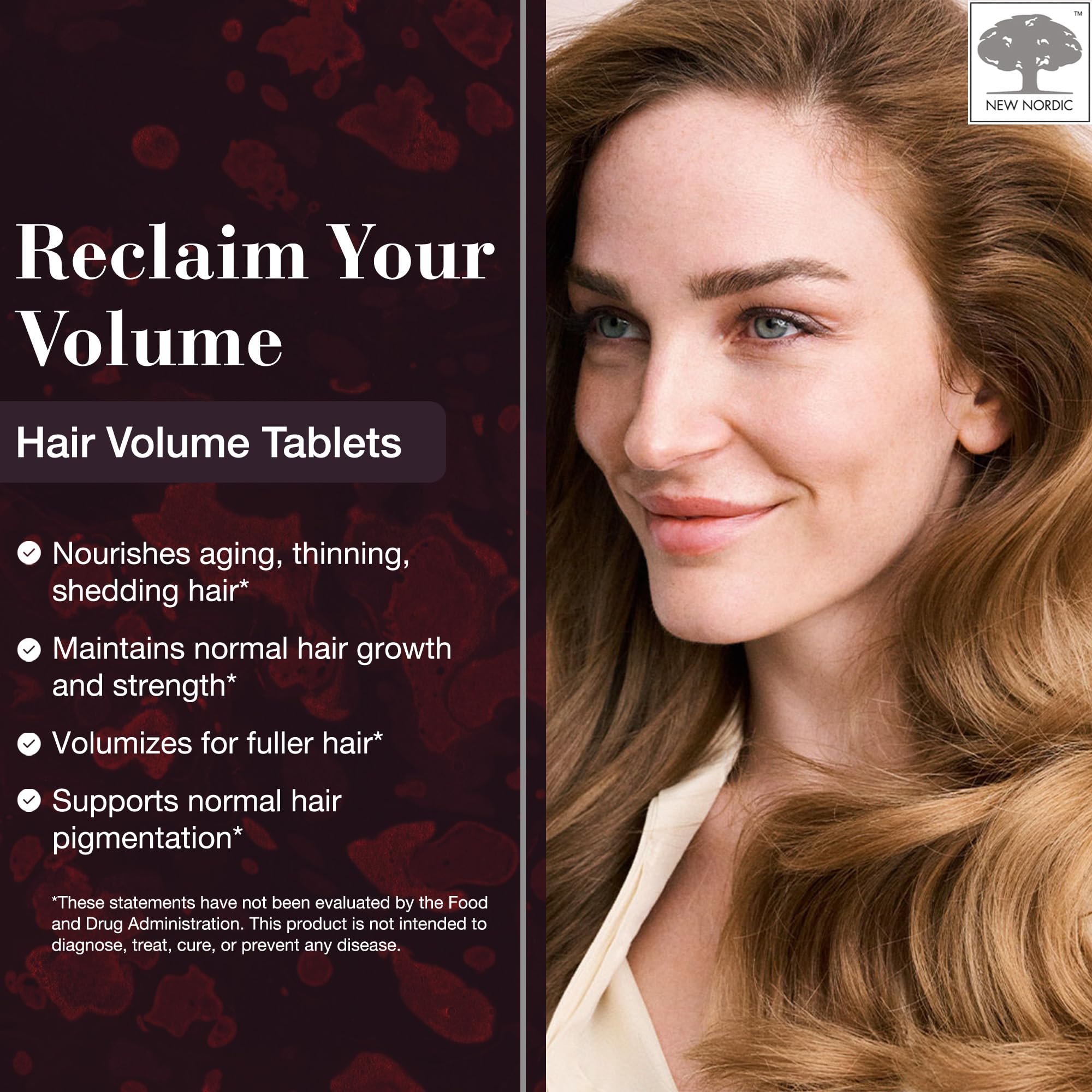 NEW NORDIC Hair Volume Tablets, 3000 mcg Biotin & Biopectin Apple Extract, Hair Vitamins to Support Natural Hair Growth, 90 Count (Pack of 1) NEW NORDICAu supplements