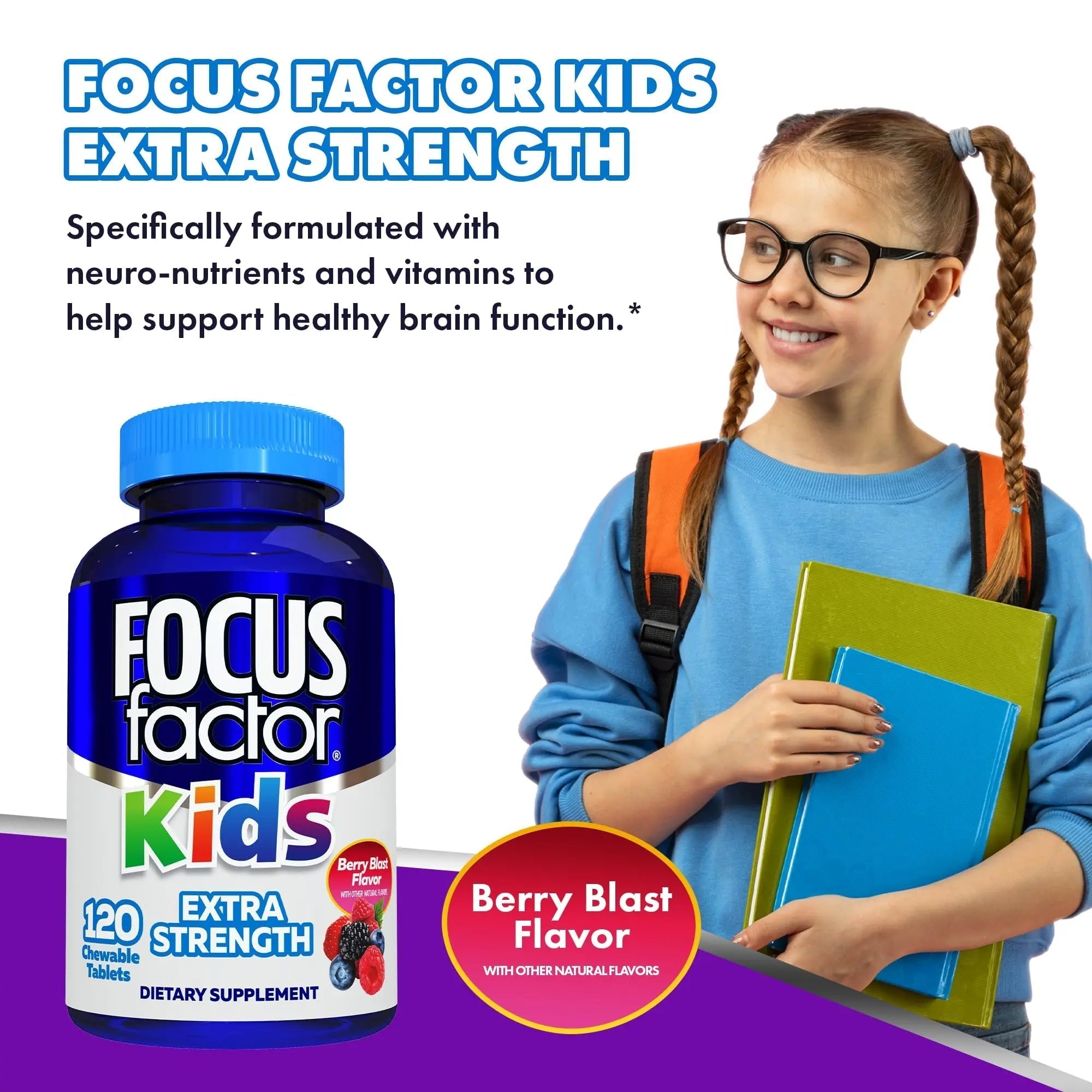 Focus Factor Kids Extra Strength Daily Chewable for Brain Health Support, 120 Count – Vitamins - Quality Formula Focus FactorAu supplements