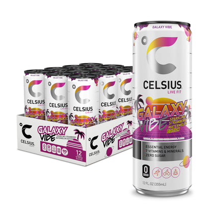 CELSIUS Sparkling Galaxy Vibe, Functional Essential Energy Drink 12 Fl Oz (Pack of 12) CELSIUSUS supplements