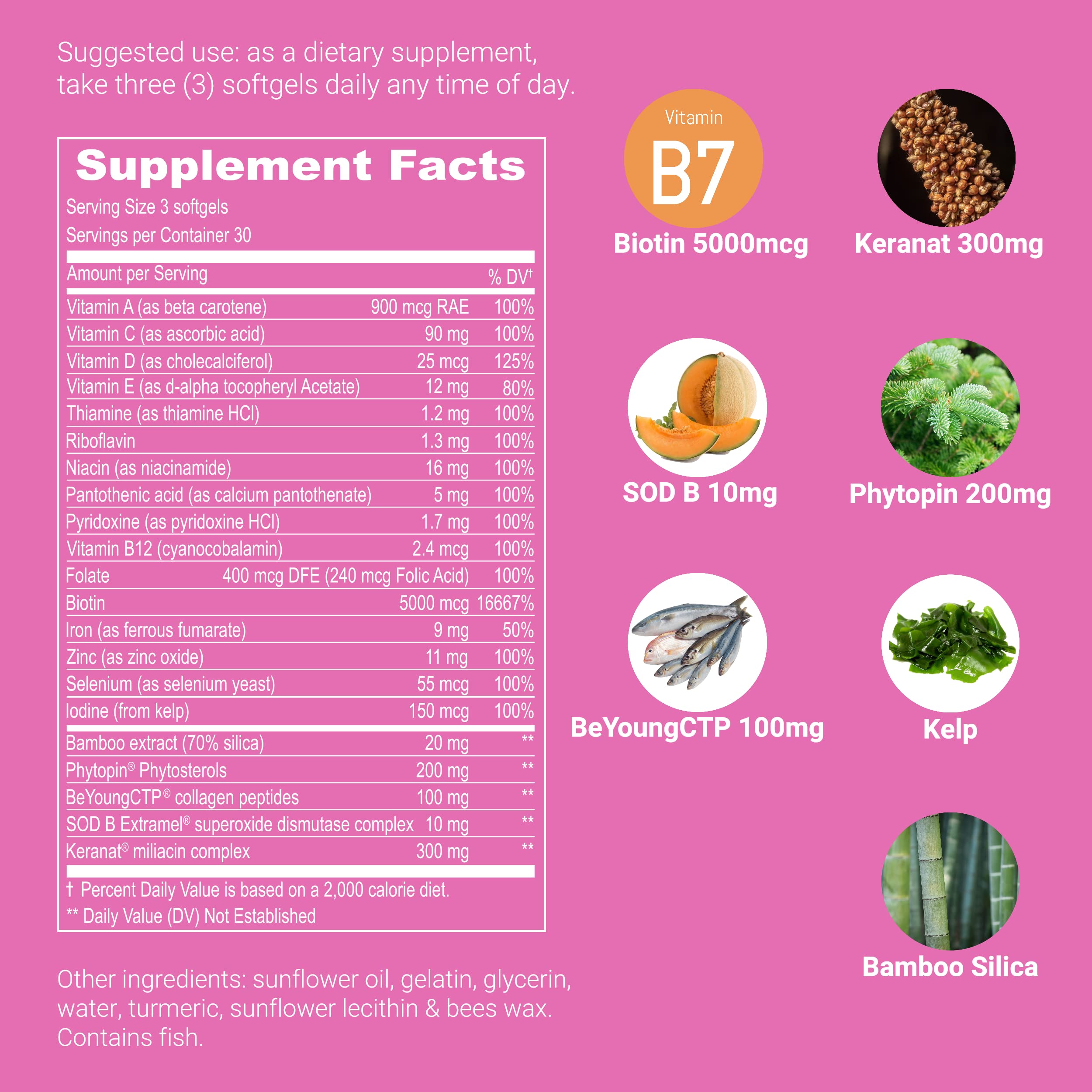 UpNourish Hair Growth Vitamins for Women - Proven Hair Supplement with KERANAT, DHT Blocker PHYTOPIN, Biotin 5000 mcg & SOD, Hair Vitamins for Faster Hair Growth, Hair Loss & Thinning Hair - 90 ct UpNourishAu supplements