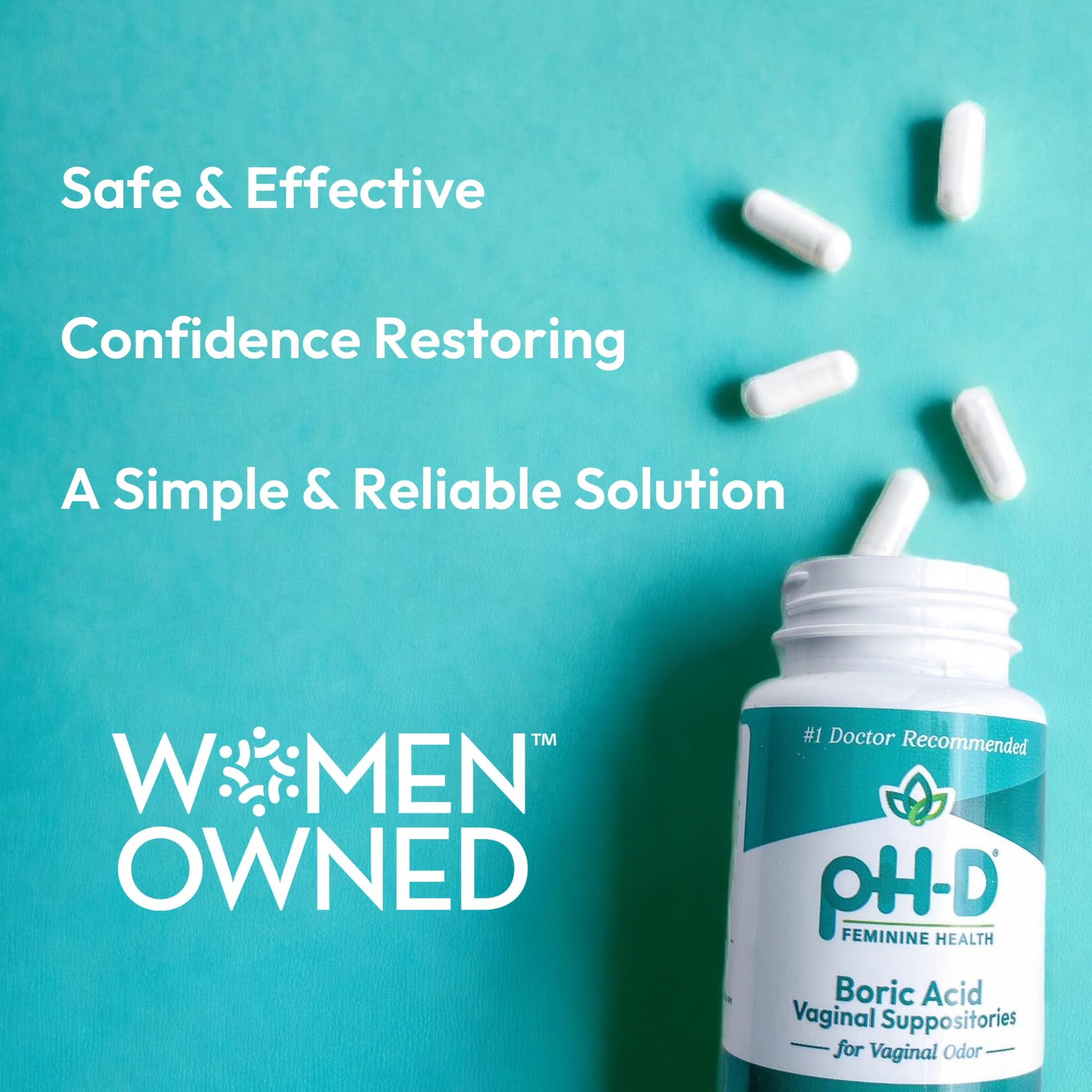 pH-D Feminine Health - 600 mg Boric Acid Suppositories - Woman Owned - for Vaginal Odor Use - 36 Count pH-D Feminine Health SupportAu supplements
