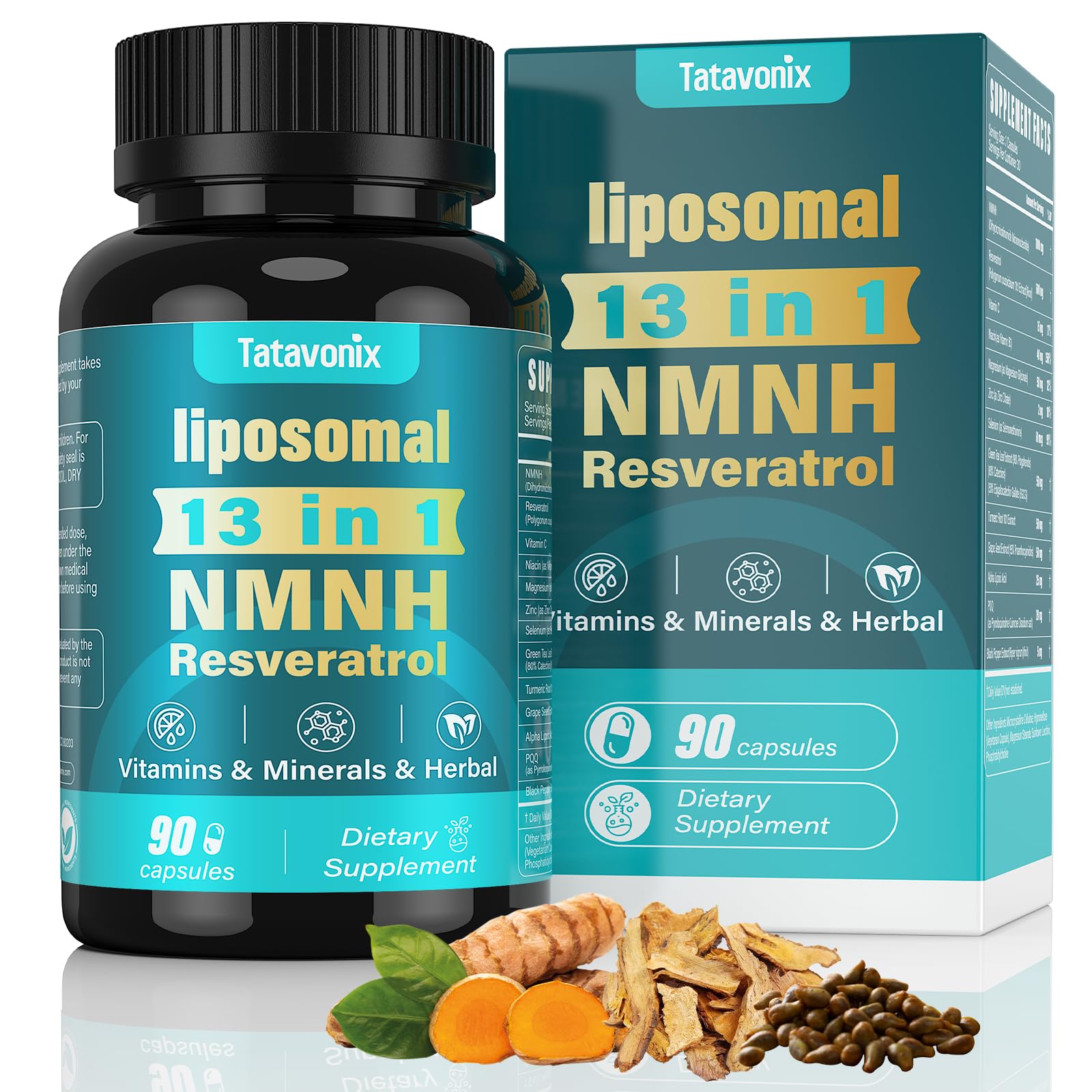 NMNH (Dihydronicotinamide Mononucleotide) 1000mg per Serving - NMN Alternative with Liposomal NAD+, Resveratrol & PQQ| Non-GMO, Gluten-Free | Supports Energy, Focus & Healthy Aging | 90 Capsules TatavonixAu supplements