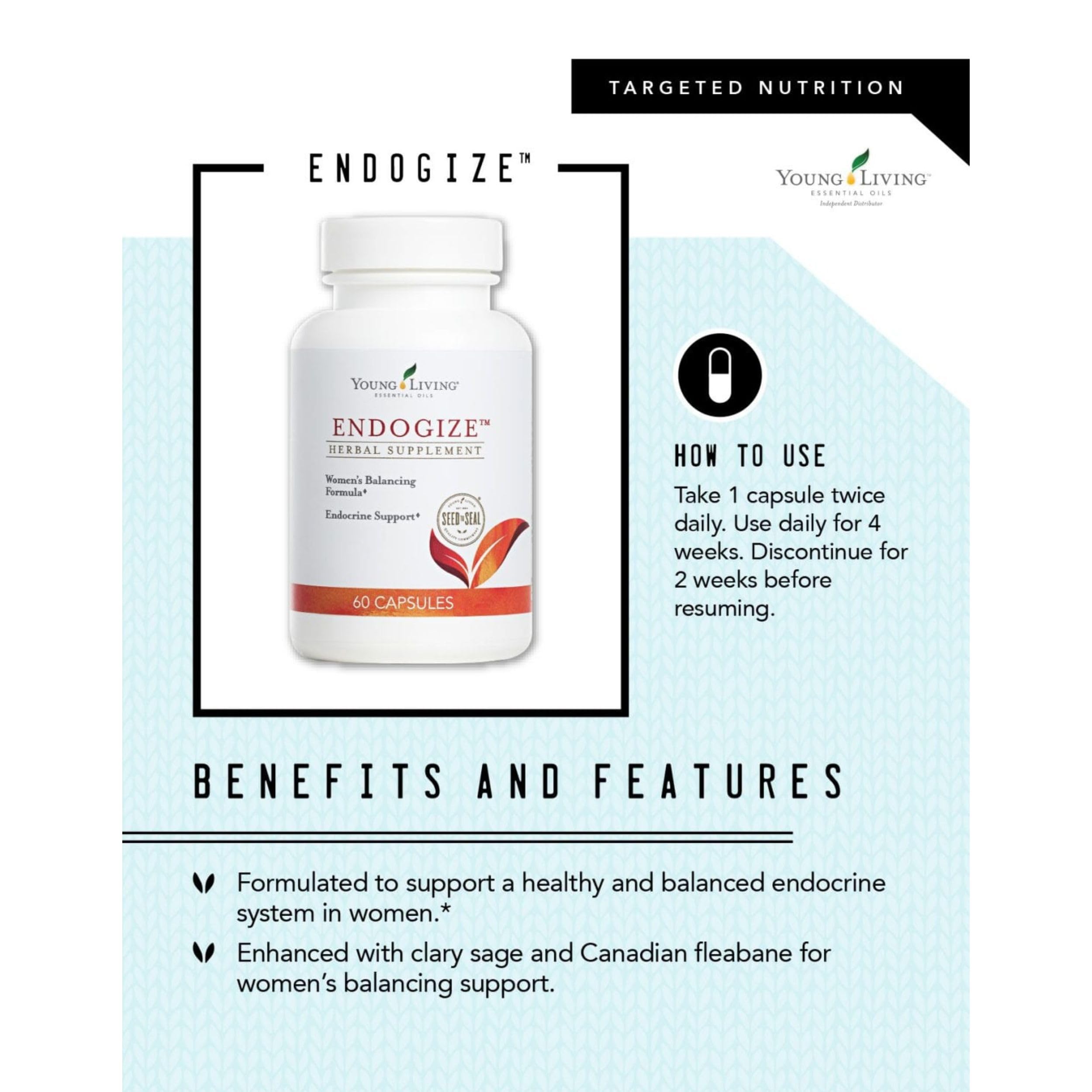 Young Living - EndoGize 60 Capsules | Hormonal Health & Endocrine System Support with Essential Oils | Daily Herbal Supplement for Women's Wellness & Balancing Formula Young LivingAu supplements