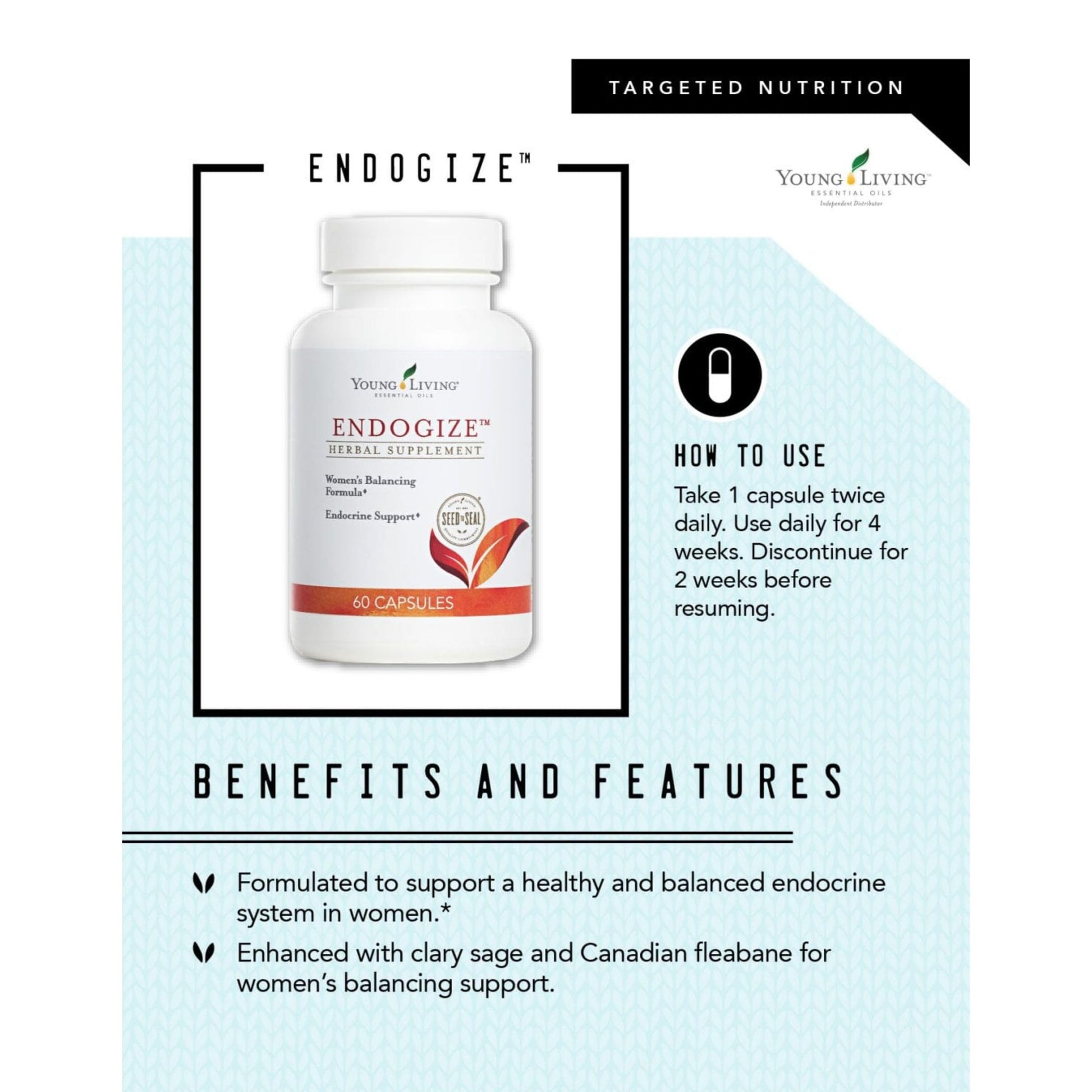 Young Living - EndoGize 60 Capsules | Hormonal Health & Endocrine System Support with Essential Oils | Daily Herbal Supplement for Women's Wellness & Balancing Formula Young LivingAu supplements