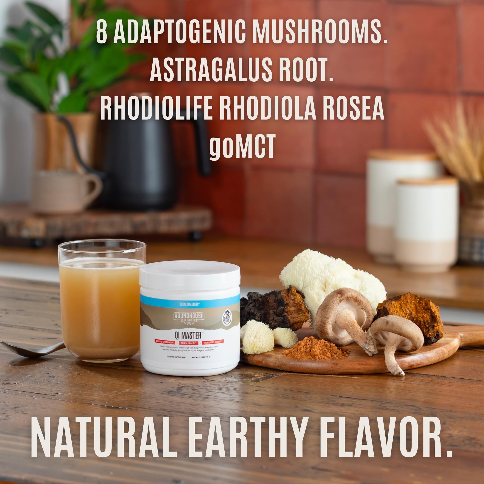 ROUNDHOUSE PROVISION Qi Master Adaptogen Blend, Earthy Mushroom Flavor with Astragalus Root, Rhodiolife Extract, MCT, 8 Organic Mushrooms (30 Scoops) by Chuck Norris ROUNDHOUSE PROVISIONAu supplements
