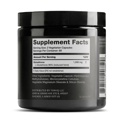 Toniiq Ultra High Strength Glutathione Capsules - 1000mg Concentrated Formula - 98%+ Highly Purified and Bioavailable - Non-GMO Fermentation ToniiqUS supplements