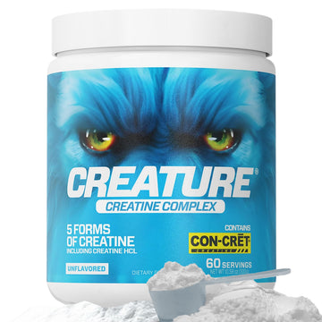 CREATURE® Creatine Complex - Creatine Monohydrate Powder with 5 Types of Creatine Including Con-Crēt® Creatine HCL, Promotes Muscle, Strength, Endurance, Brain Health, Unflavored, 300g 60 Servings CREATUREAu supplements
