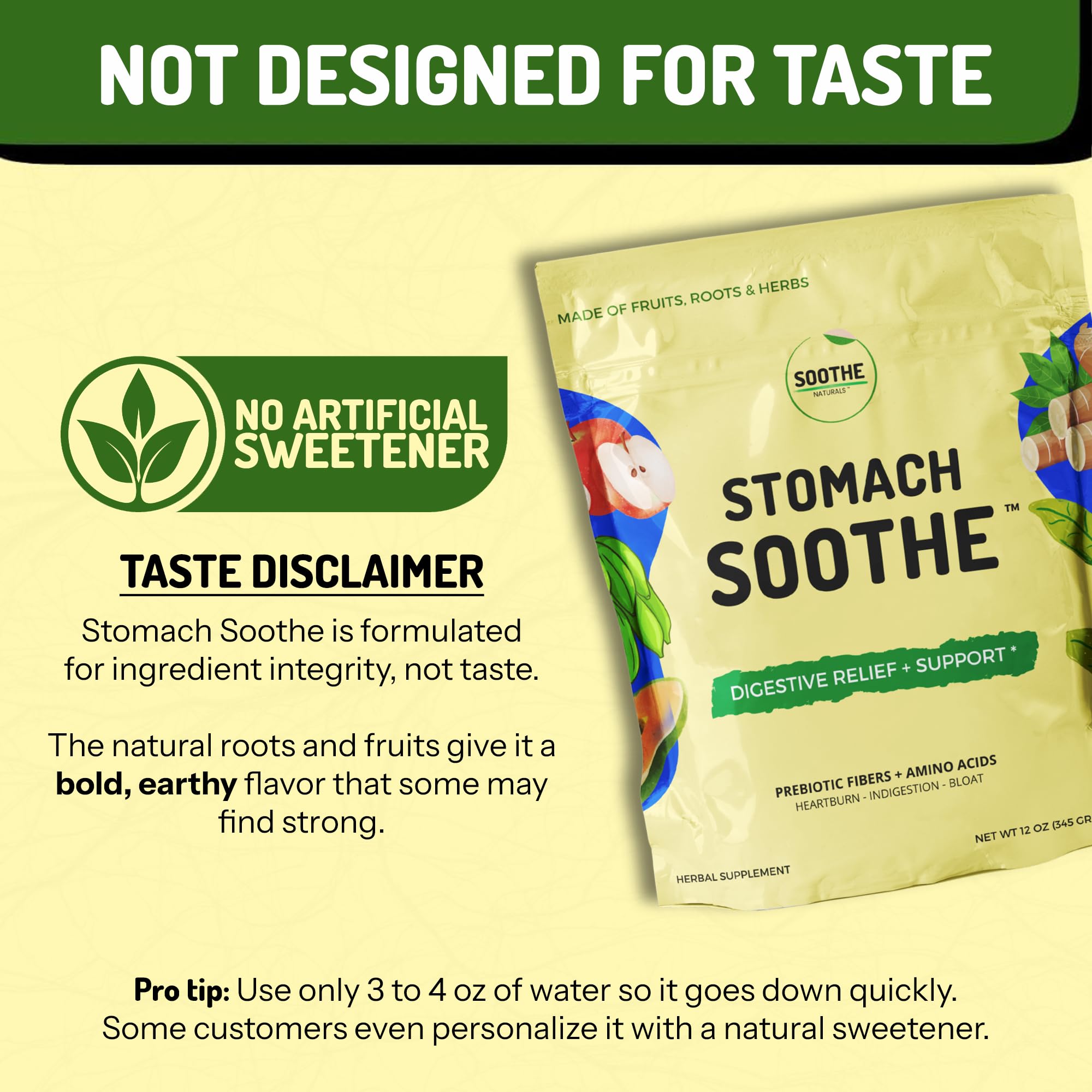 Stomach Soothe Soothe Naturals Acid Reflux Powder - L Glutamine for Gut Health, Acid Reflux Medicine, Leaky Gut Repair, Gut Lining Repair,