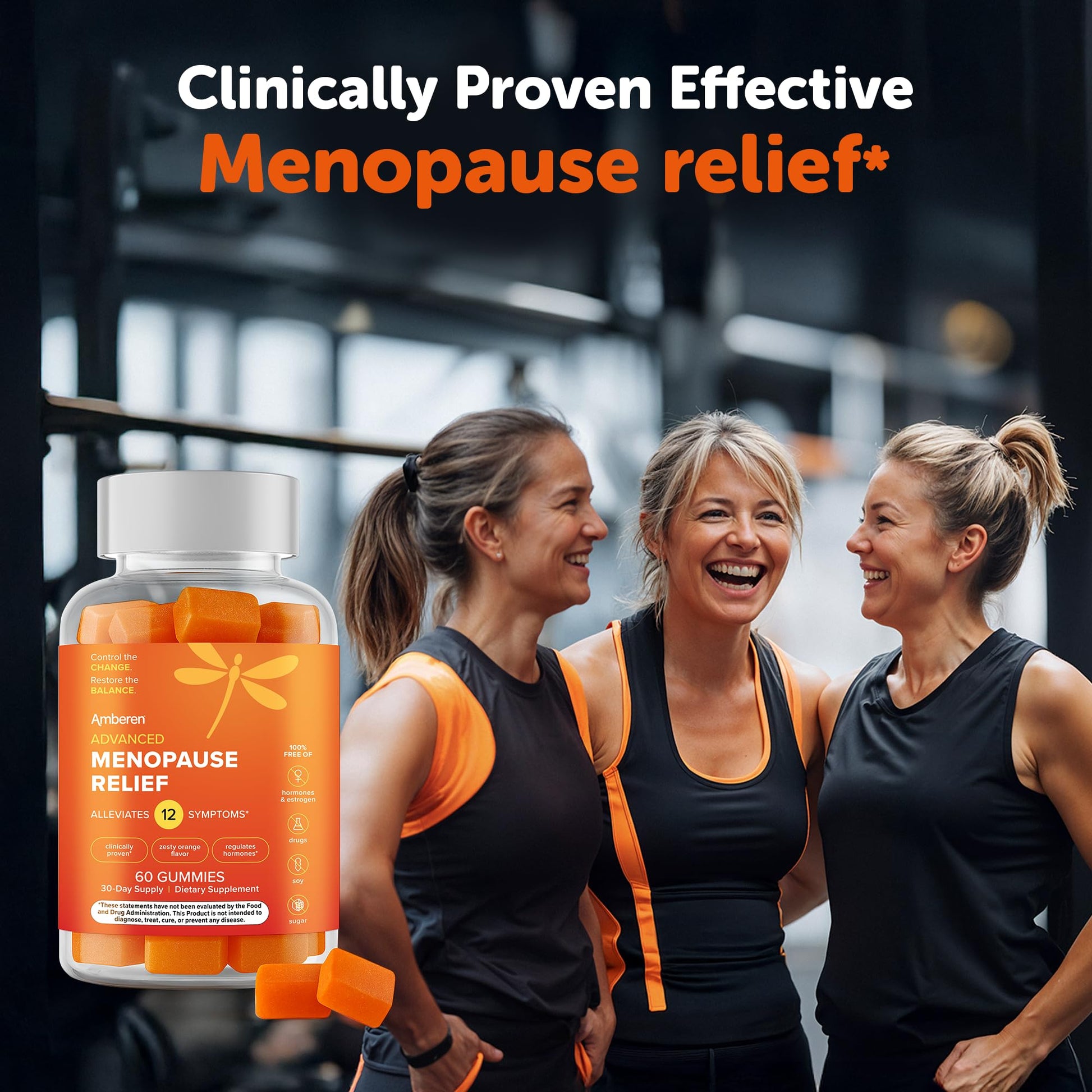 Amberen Menopause Supplement for Women, 60 Gummies, Clinically Proven, Helps Support Hormone Balance, Helps Relieve 12 Menopause Symptoms: Hot Flashes, Night Sweats, Mood Swings and More AmberenAu supplements
