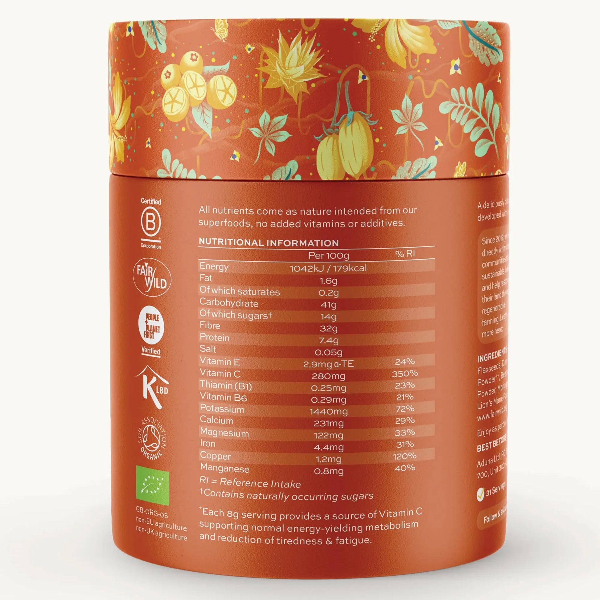 Aduna Organic Energy Superfood Blend | 100% Natural Stir-in Blend With 10+ Superfoods for Natural Energy, Focus & Reduced Tiredness | Vegan Powder for Yogurt, Juices, & Smoothies | 250g Adunanz supplements