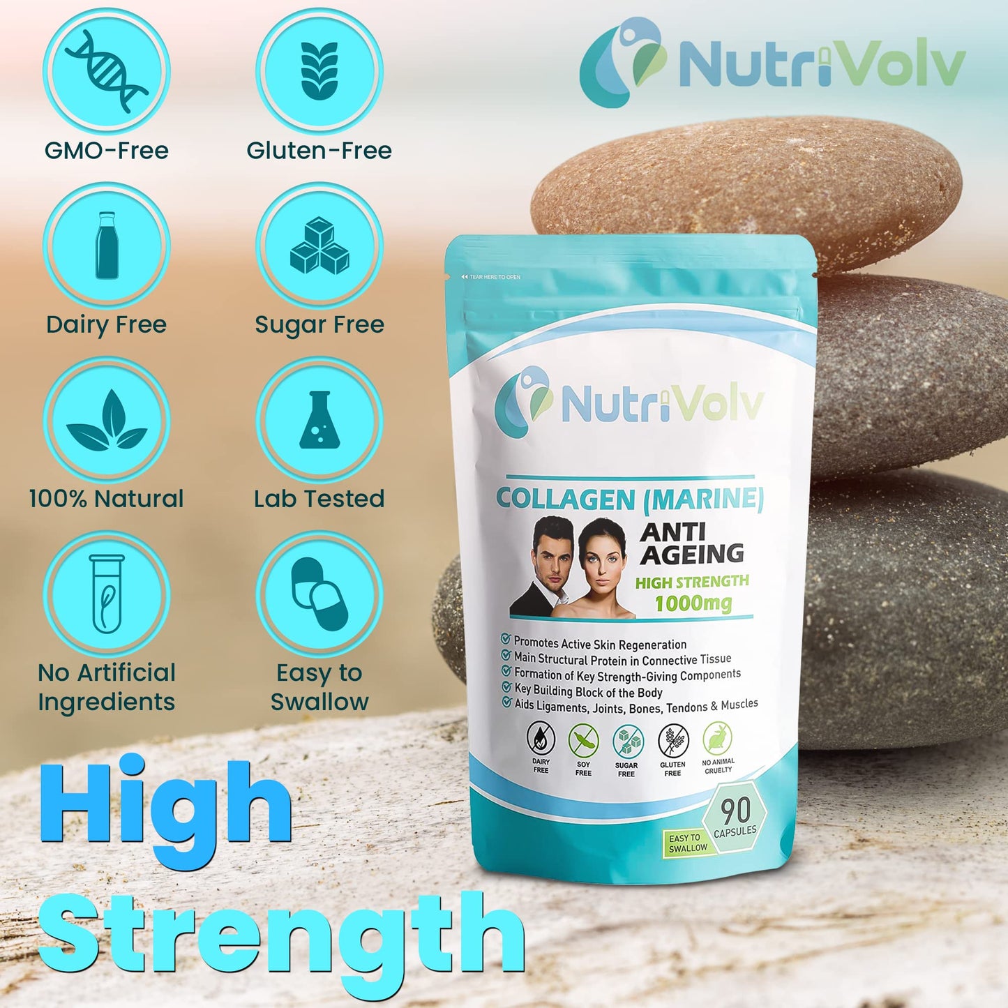 Nutrivolv Collagen Marine (1000mg) Supplement for Skin , Anti Ageing NutrivolvUS supplements