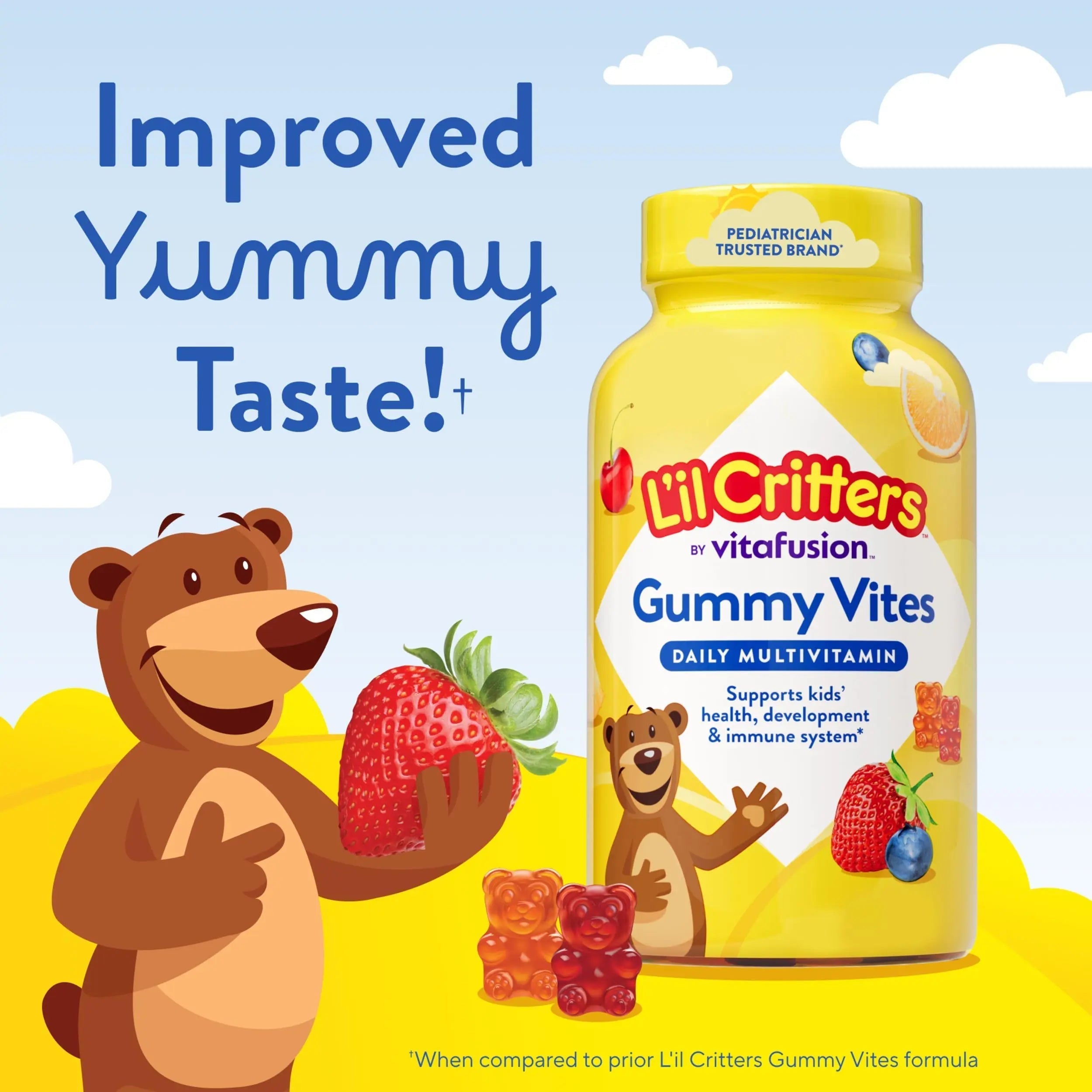L’il Critters Gummy Vites Daily Gummy Multivitamin for Kids, Vitamin C, D3 for Immune Support Cherry, Strawberry, Orange Lil CrittersAu supplements