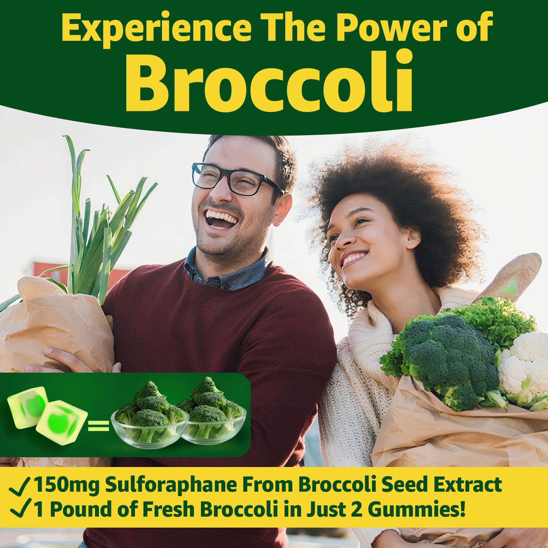 Liposomal Sulforaphane Supplement 150mg, from Broccoli Seed Extract w/Myrosinase, Quercetin, Glutathione, Sulforaphane Supplement Gummies for Antioxidants Detox Cellular Brain Health, Chewable 60Cts LILICAREAu supplements