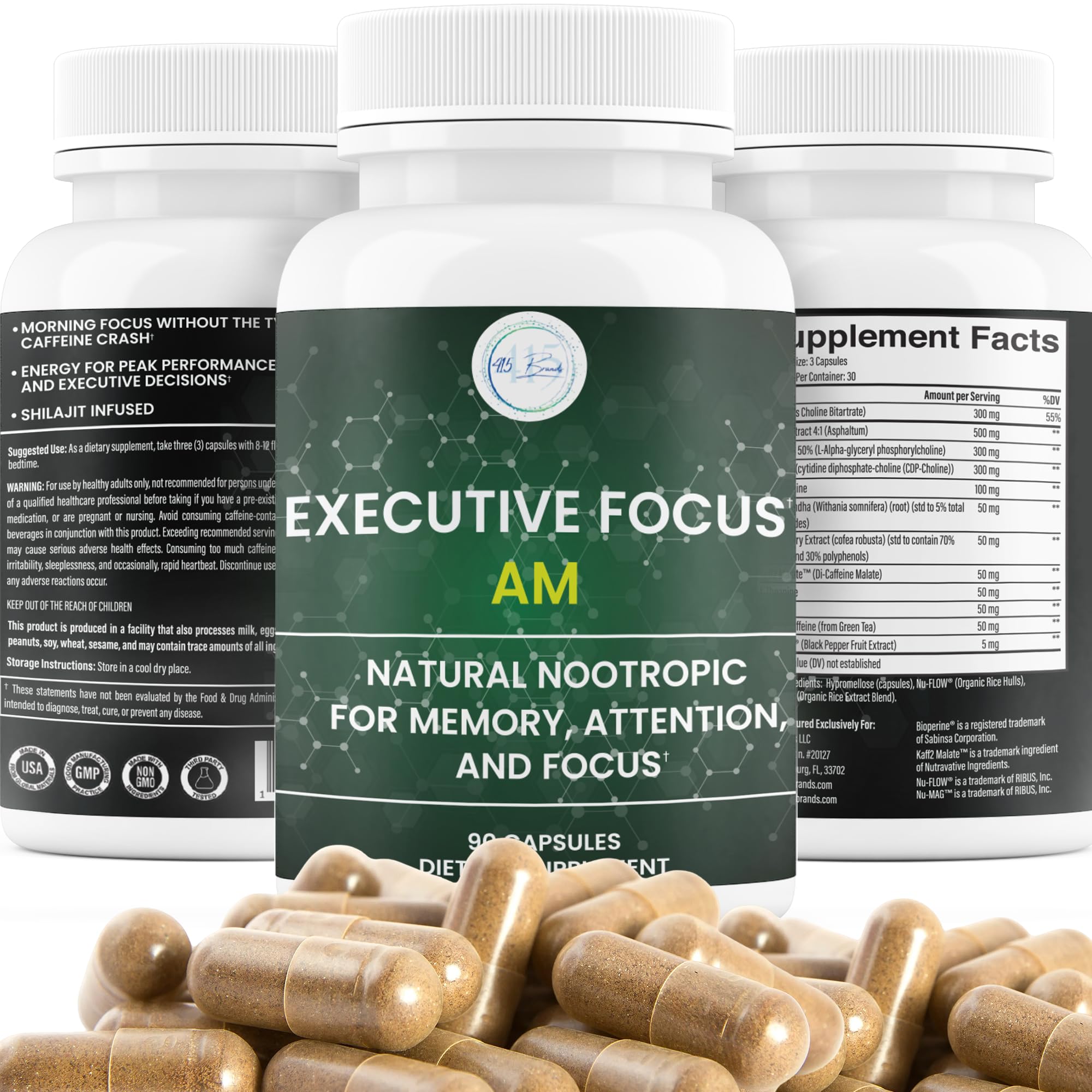 12-in-1 Natural Nootropic Brain Supplement for Memory and Focus, Nootropic for Men & Women, Brain Support Pill for Adults, Brain Vitamins - Focus 30 Day Supply Executive FocusAu supplements