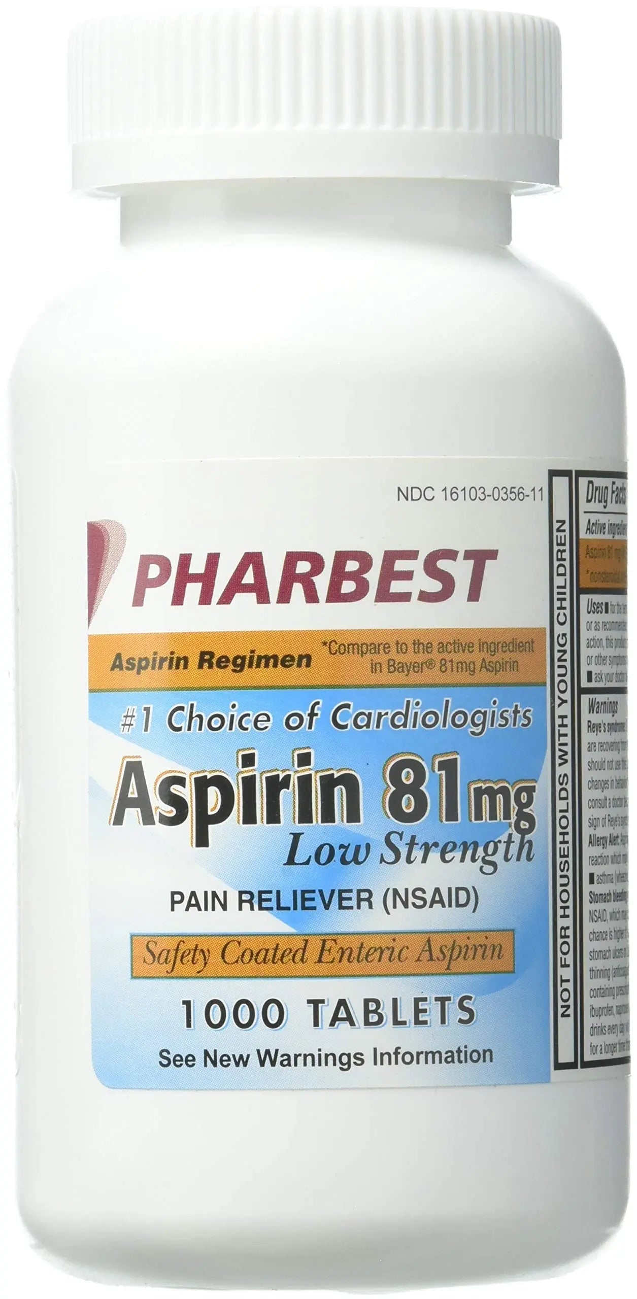 PHARBEST Aspirin 81mg - 1000 Tablets PHARBESTAu supplements