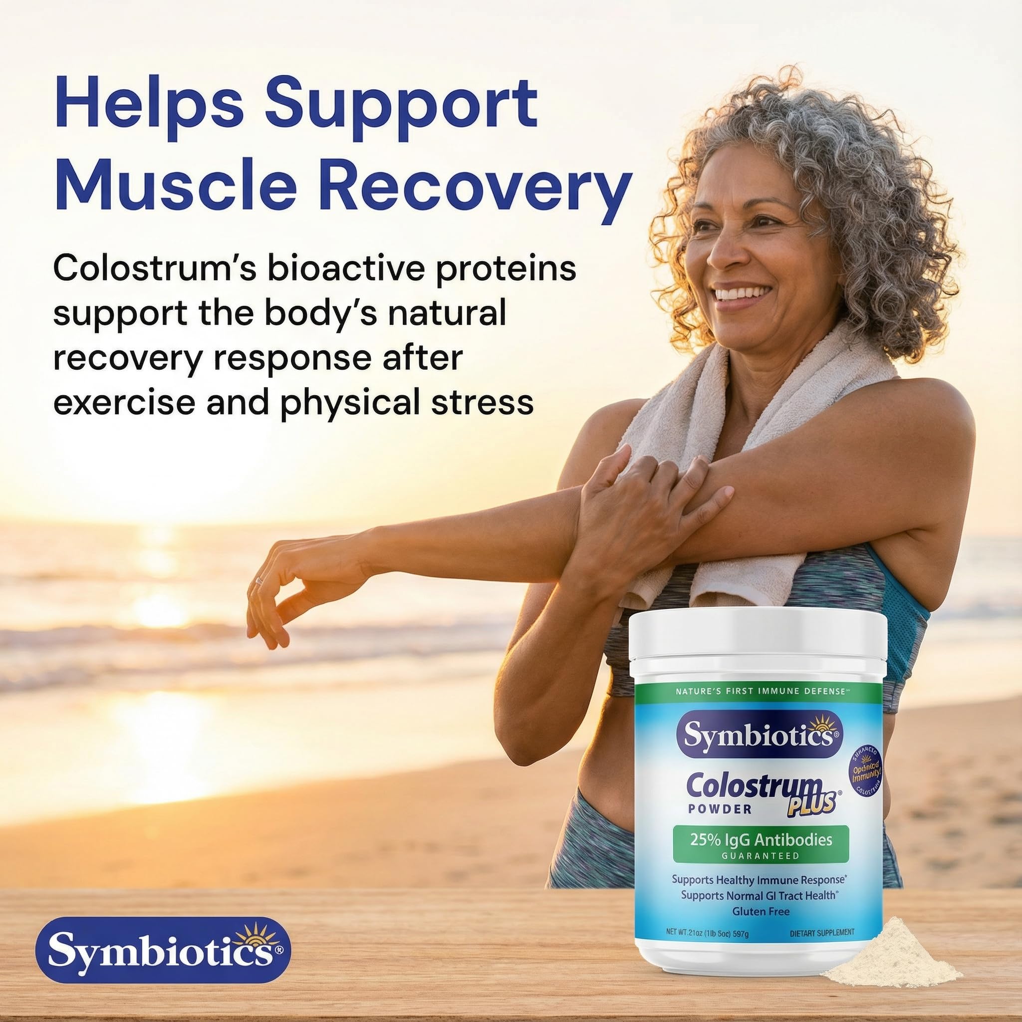 Symbiotics Colostrum Plus Powder 2.25 oz – Immune & Muscle Recovery Support, 25% IgG Immunoglobulins, Gut Health & Training Resilience, Unflavored, Gluten Free - 2.25 oz SymbioticsAu supplements