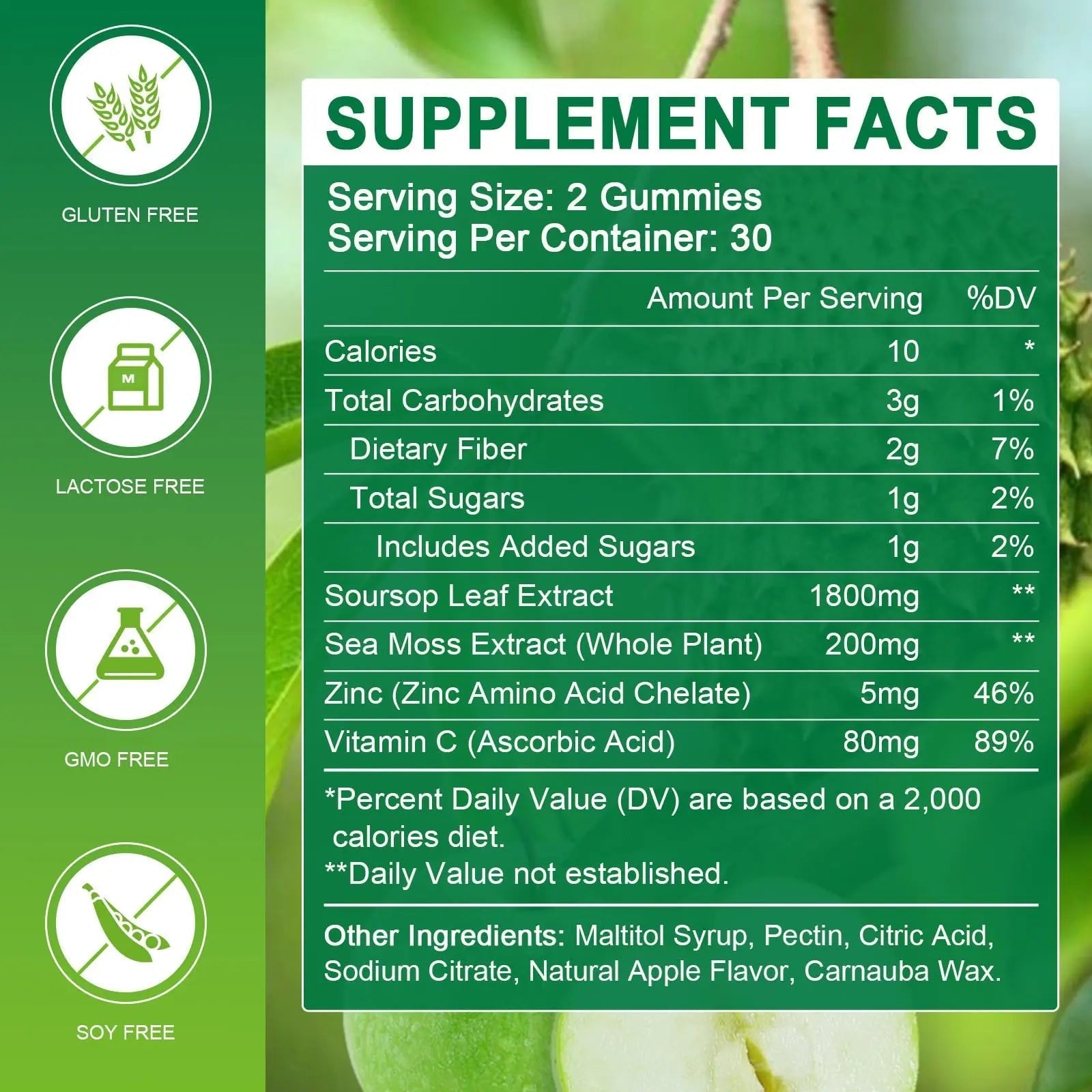 WOGORGT Soursop Graviola Gummies - Soursop Multivitamin Gummies with 200mg Sea Moss Extract for Antioxidant WOGORGTAu supplements