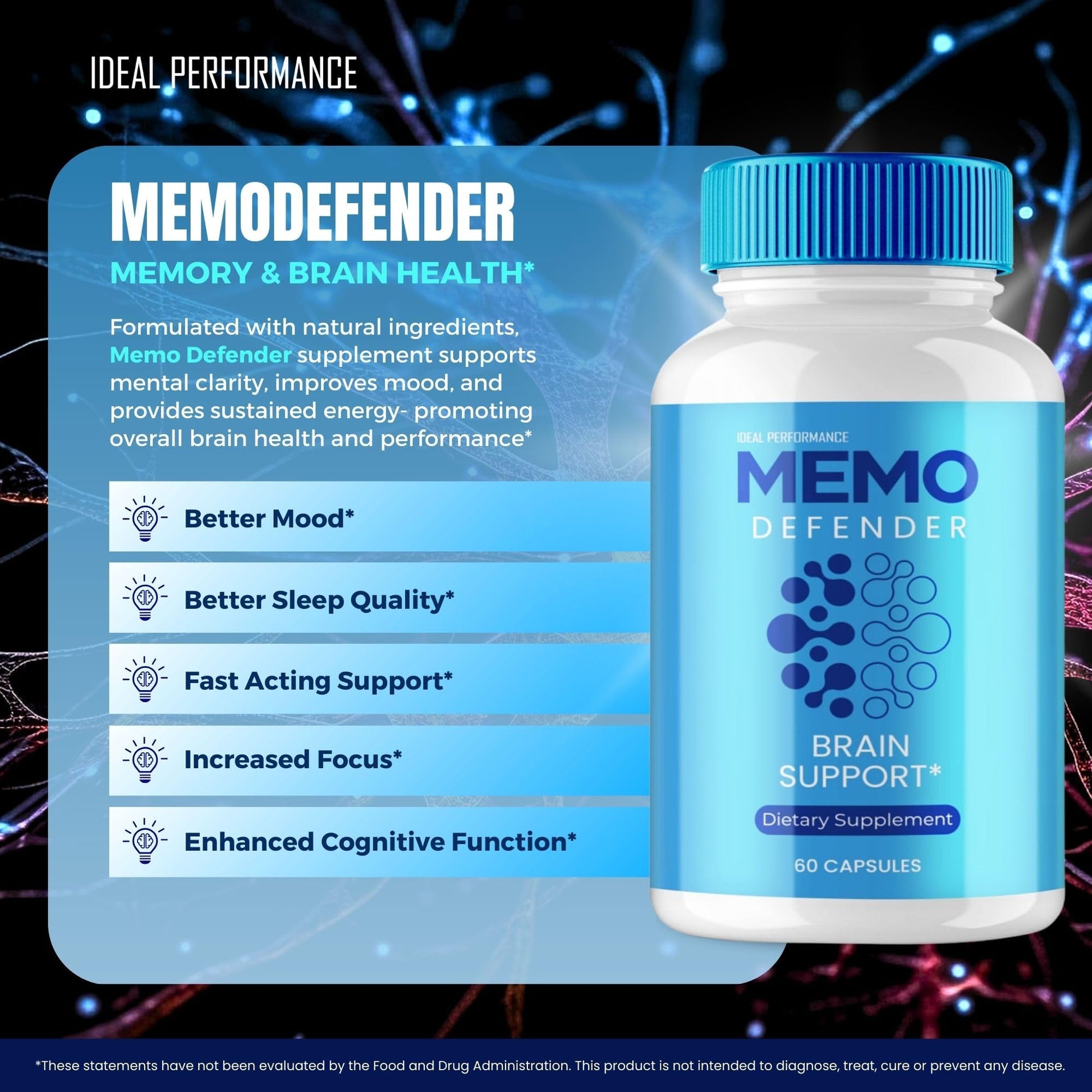 Memo Defender Brain and Memory Support Capsules, Memo Defender for Memory Supplement Pills, Advanced Formula Nootropic Pills for Brain Health Support, MemoDefender Health Blend Reviews (2 Pack) IDEAL PERFORMANCEAu supplements