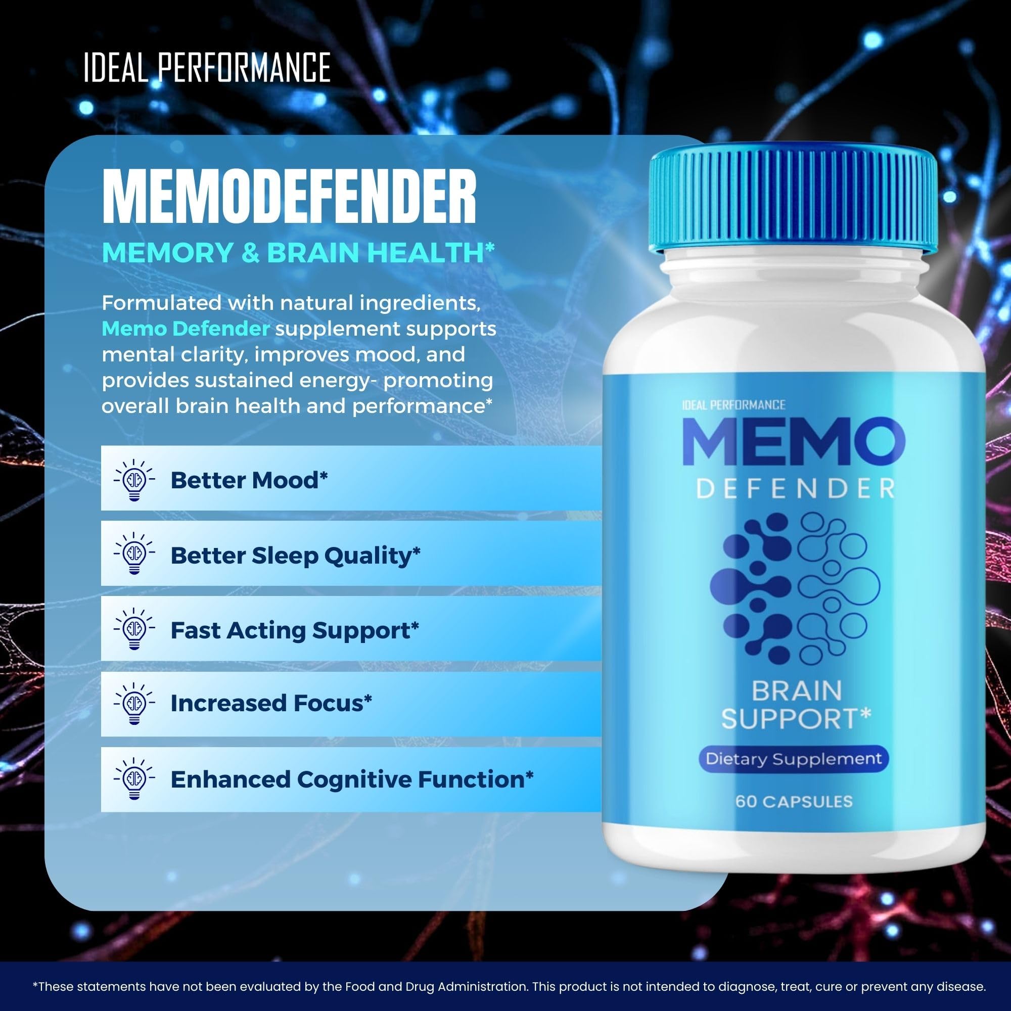 Memo Defender Brain and Memory Support Capsules, Memo Defender for Memory Supplement Pills, Advanced Formula Nootropic Pills for Brain Health Support, MemoDefender Health Blend Reviews (2 Pack) IDEAL PERFORMANCEAu supplements