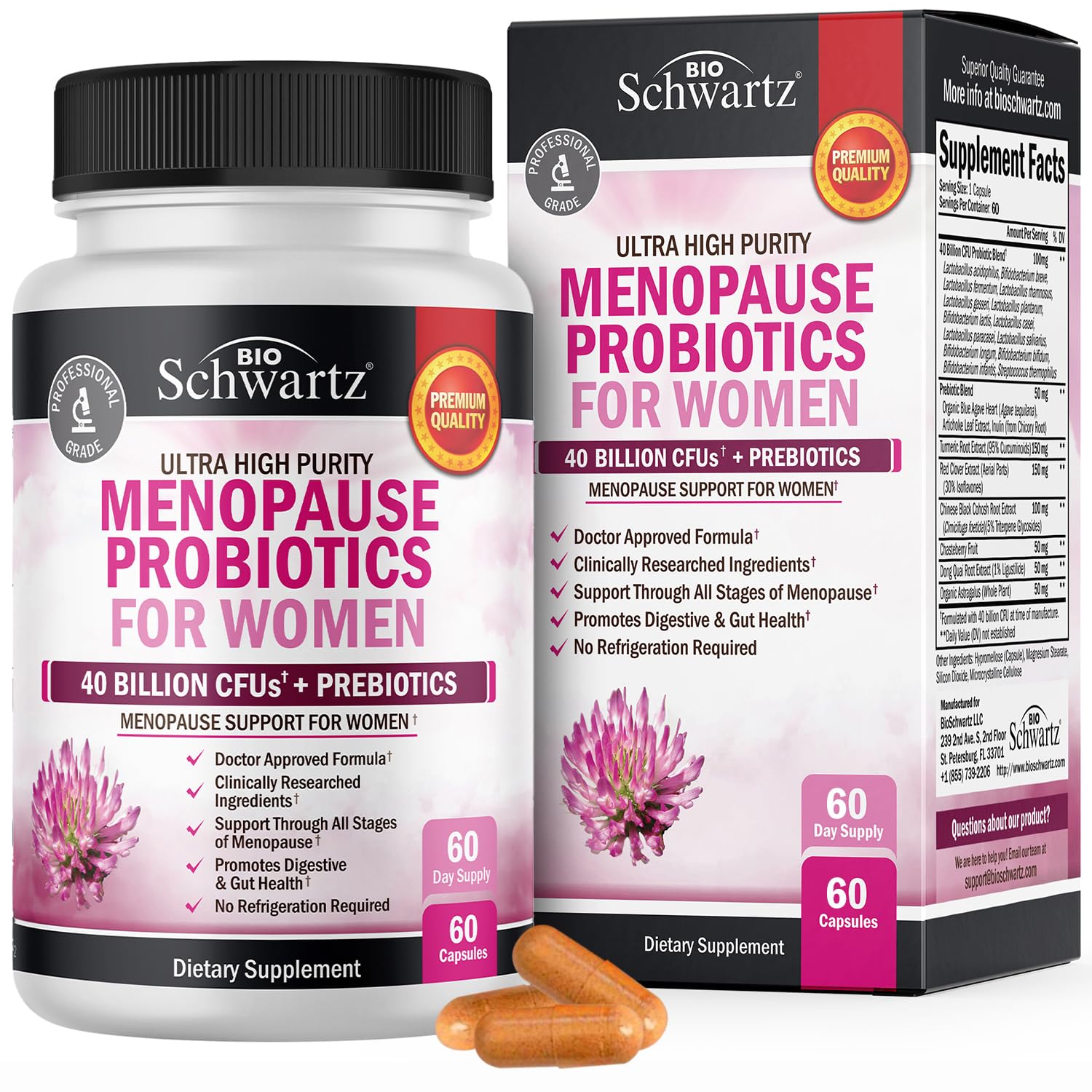 Menopause Support Probiotics for Women - Unique Menopause Relief for Hot Flashes BioSchwartzAu supplements