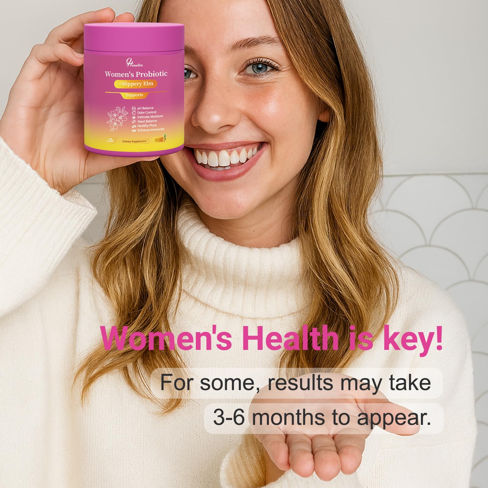 Her Juicy Women's Probiotic Gummies: Supports Women’s Wellness & pH Balance, Clean Vegan, Pineapple Flavor, Prebiotics & Lactobacillus Blend, with Slippery Elm, Gut Health & Immune Defense, 60 Gummies HeawdraAu supplements