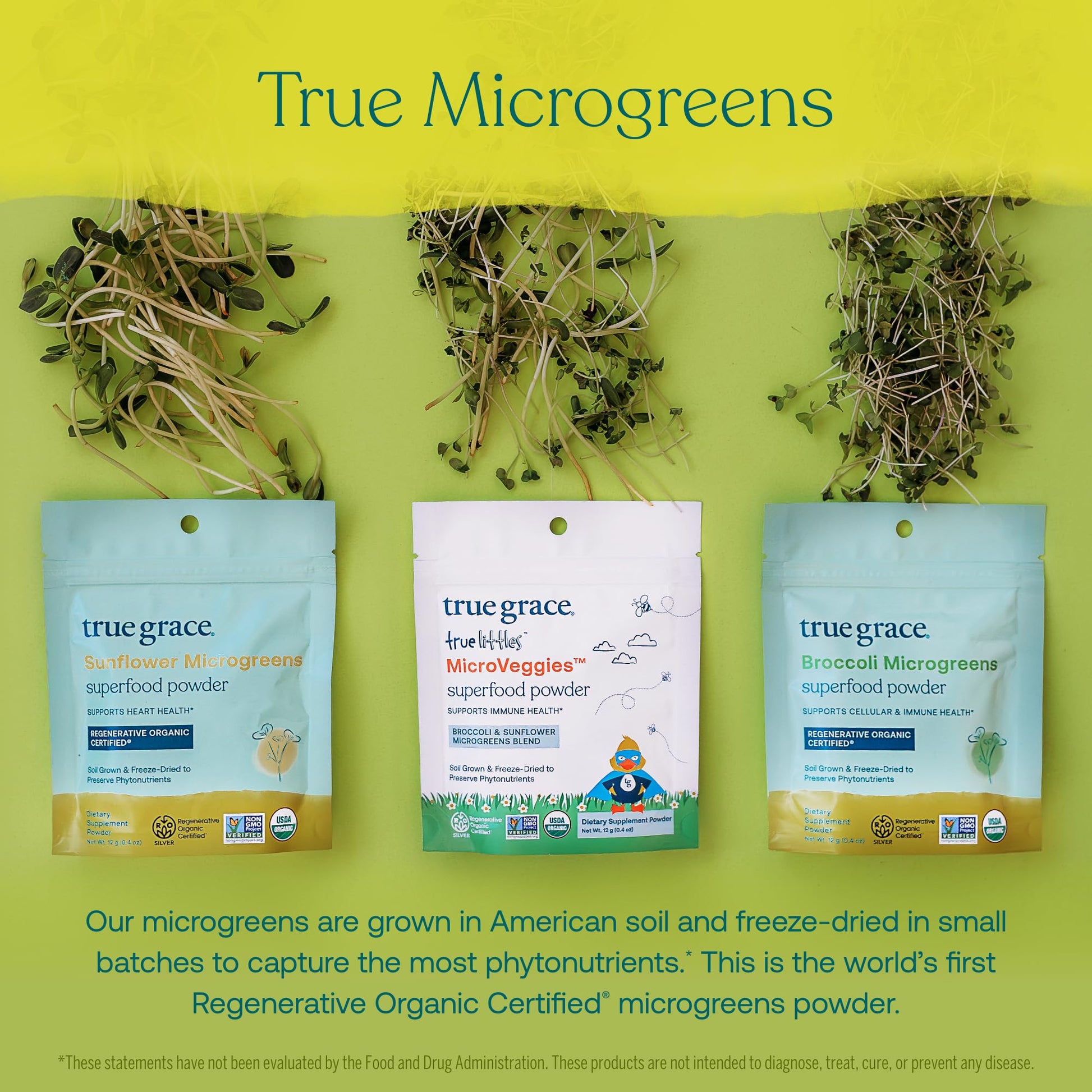 True Grace True Littles MicroVeggies - 0.4 oz - Kids Daily Superfood Powder for Immune Health - Gluten & Soy Free, Vegan, Regenerative Organic Certified - 30 Servings True GraceAu supplements