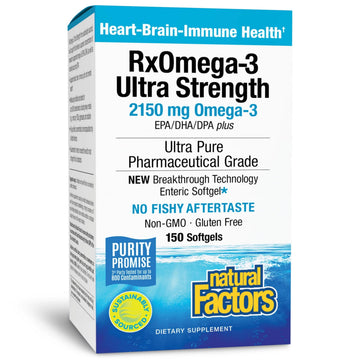 Natural Factors RxOmega-3 Ultra Strength - Brain & Heart Health Support - Eye Health Supplement with EPA & DHA - Supplement with Omega-3 Fatty Acids - 150 Softgels (75 Servings) Natural FactorsAu supplements